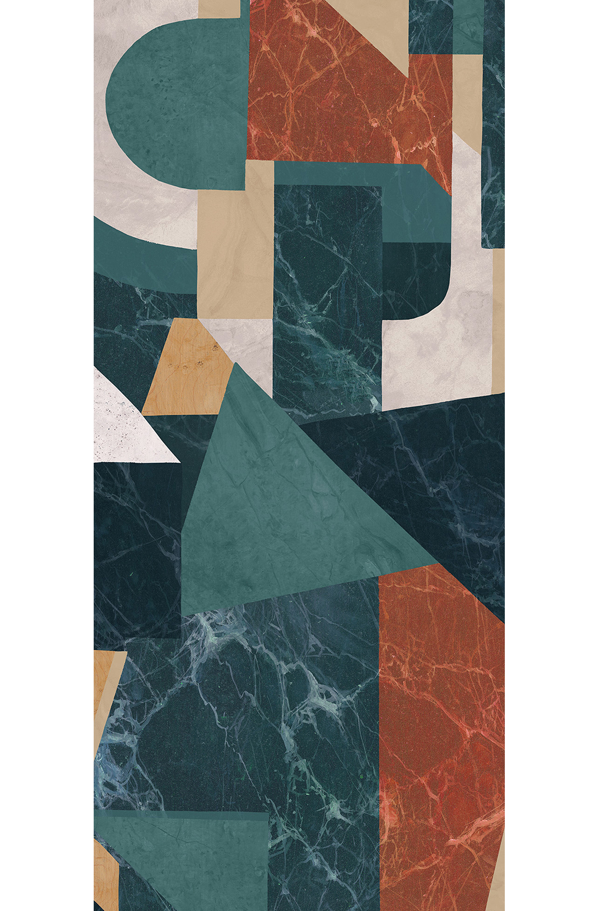 Papier peint panoramique Géométrique Pierre Palazzi vert - C H260 - Rock de Masureel | Réf. MAS-DGROC1023-260