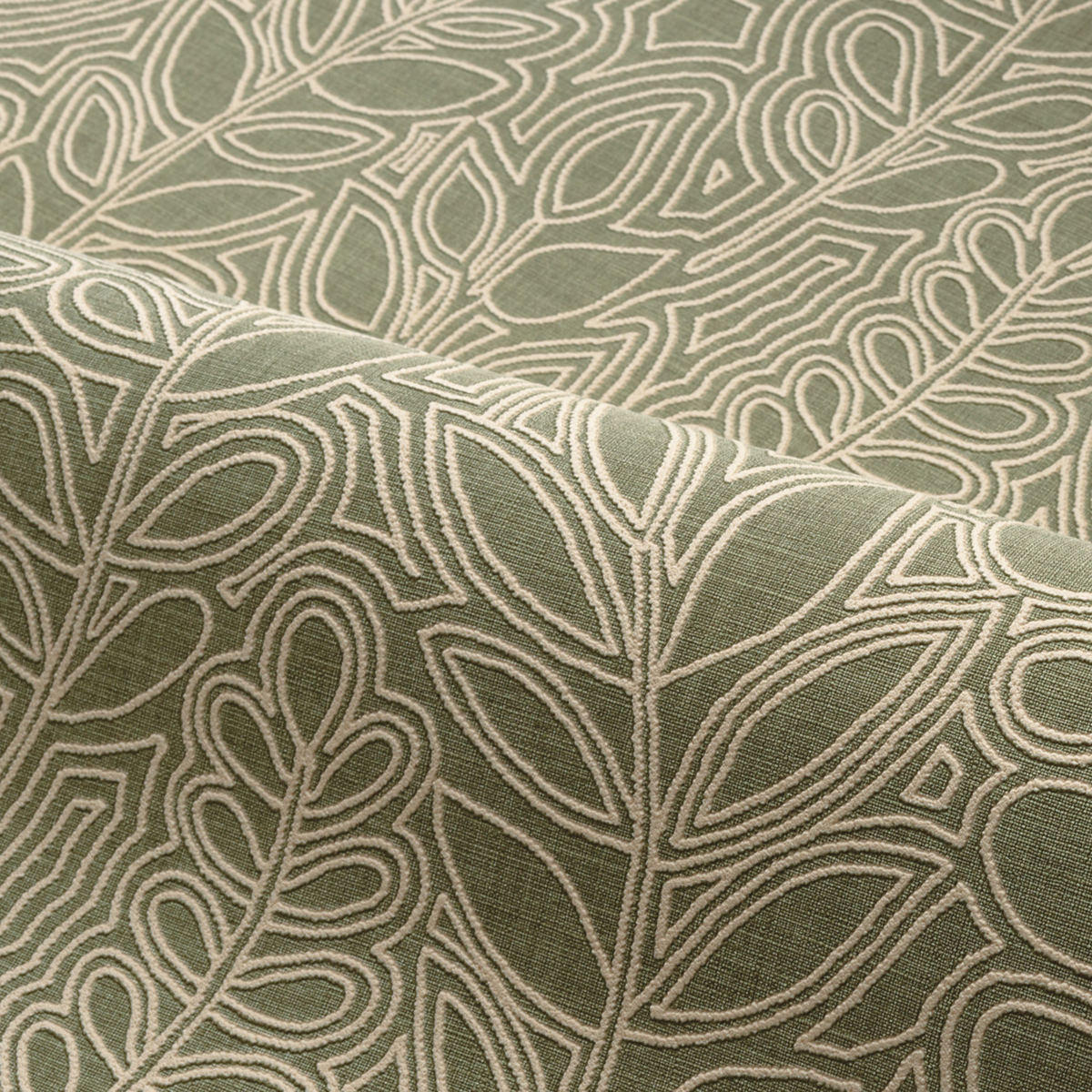 Papier peint Feuille Broderie Astragale kaki - Palmadora de Casamance | Réf. CAS-76680712