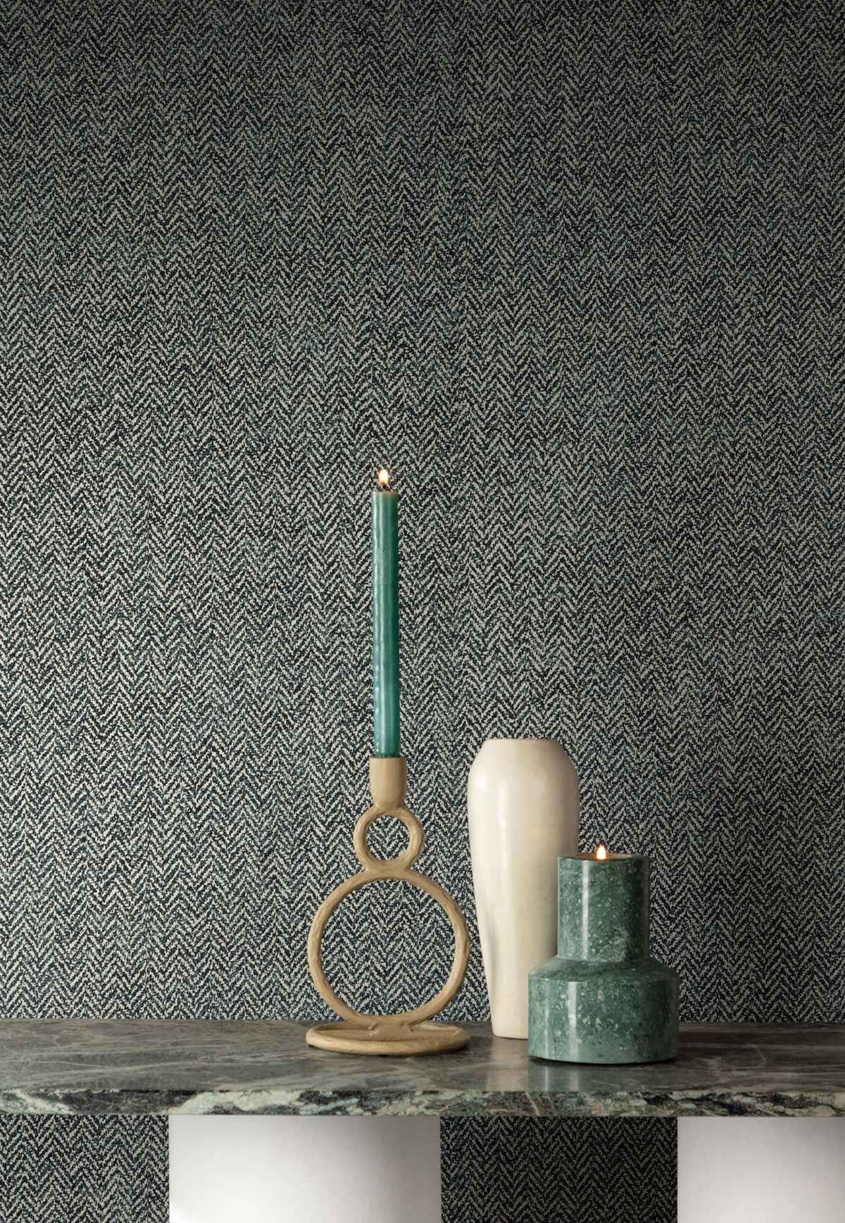 Papier peint Chevron Rocco bleu argenté - The Texture Book de Masureel | Réf. MAS-ILA701