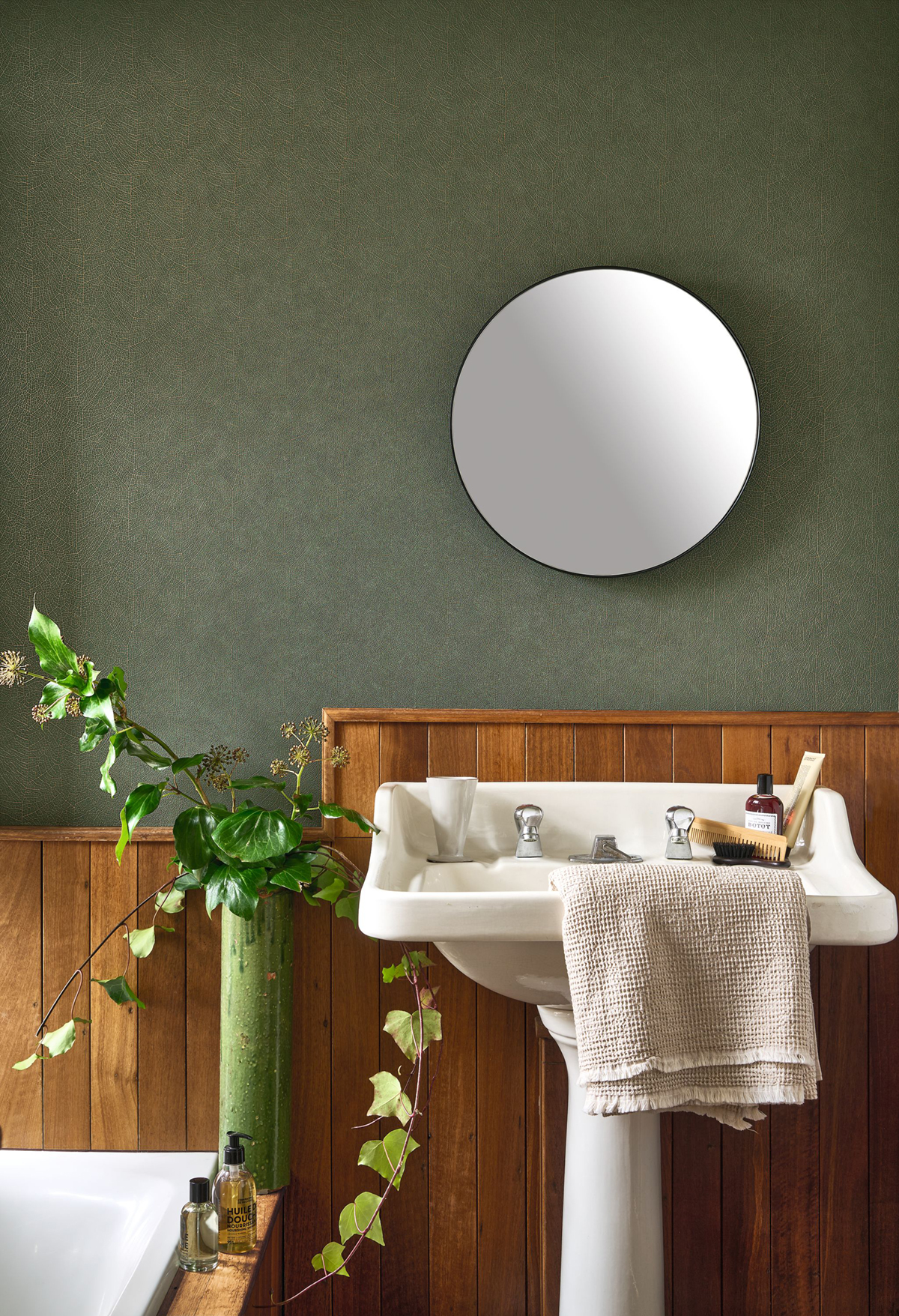 Papier peint Feuille Nervure Nola vert paon - Vegetals de Casadéco AMB2| Réf. VEGE201287909