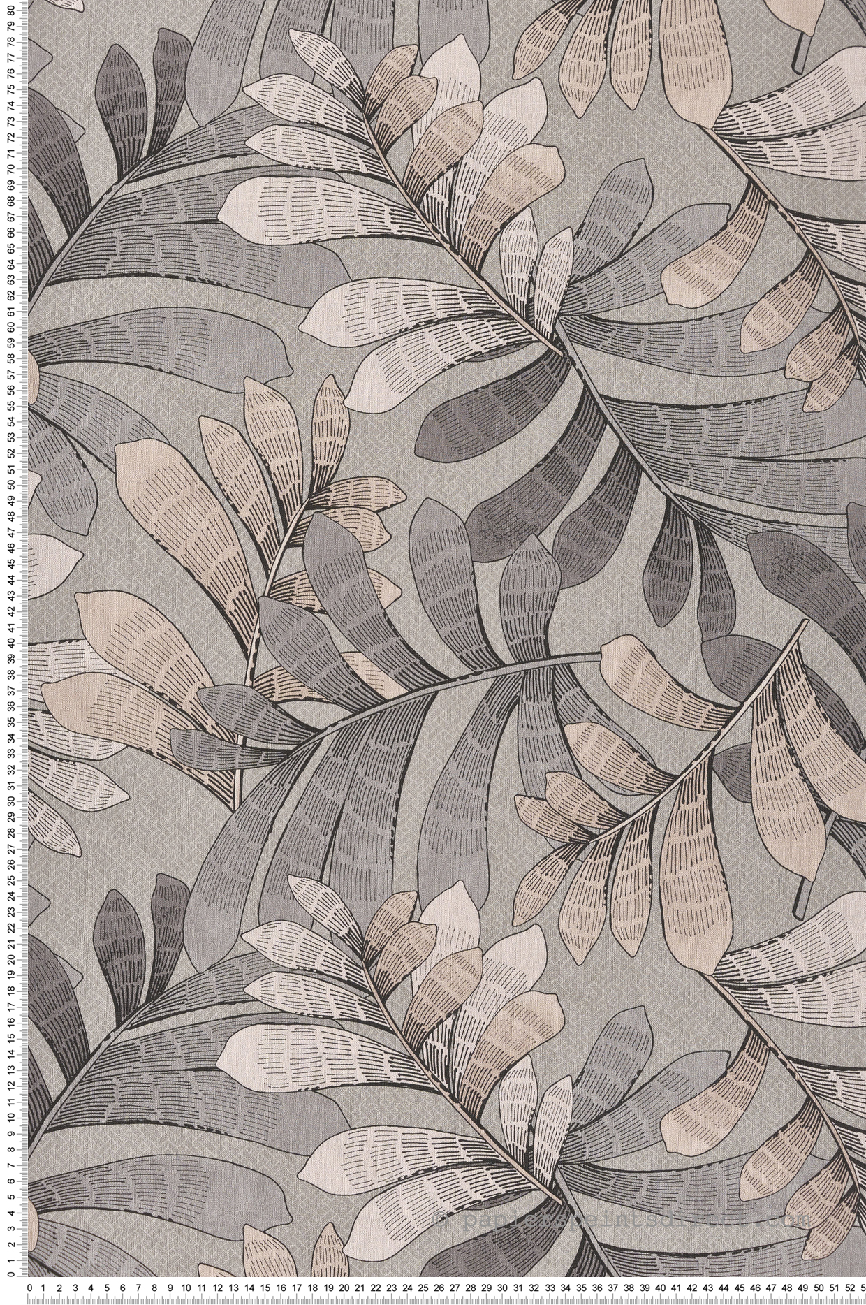 Papier peint Feuille Géométrique Emile gris beige - Villa Rosalie de Lutèce | Réf. LTC-51223509