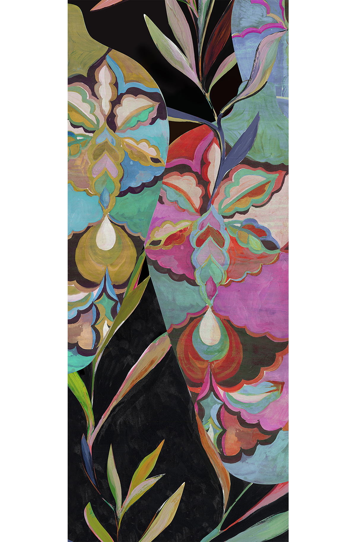 Papier peint panoramique Pot Fleuri Amphor noir - A H260 - Wall Designs IV de Masureel | Réf. MAS-DG4AMP1011-260