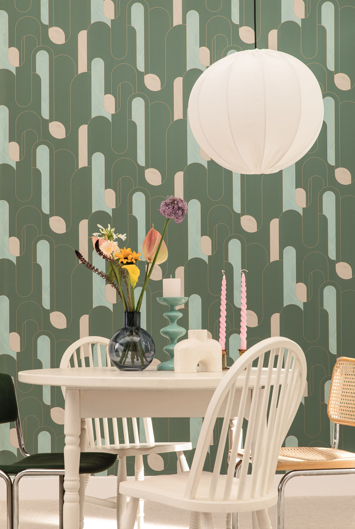 Papier peint Arche Up and Around vert et doré - Around de Casélio | Réf. ARN102877020