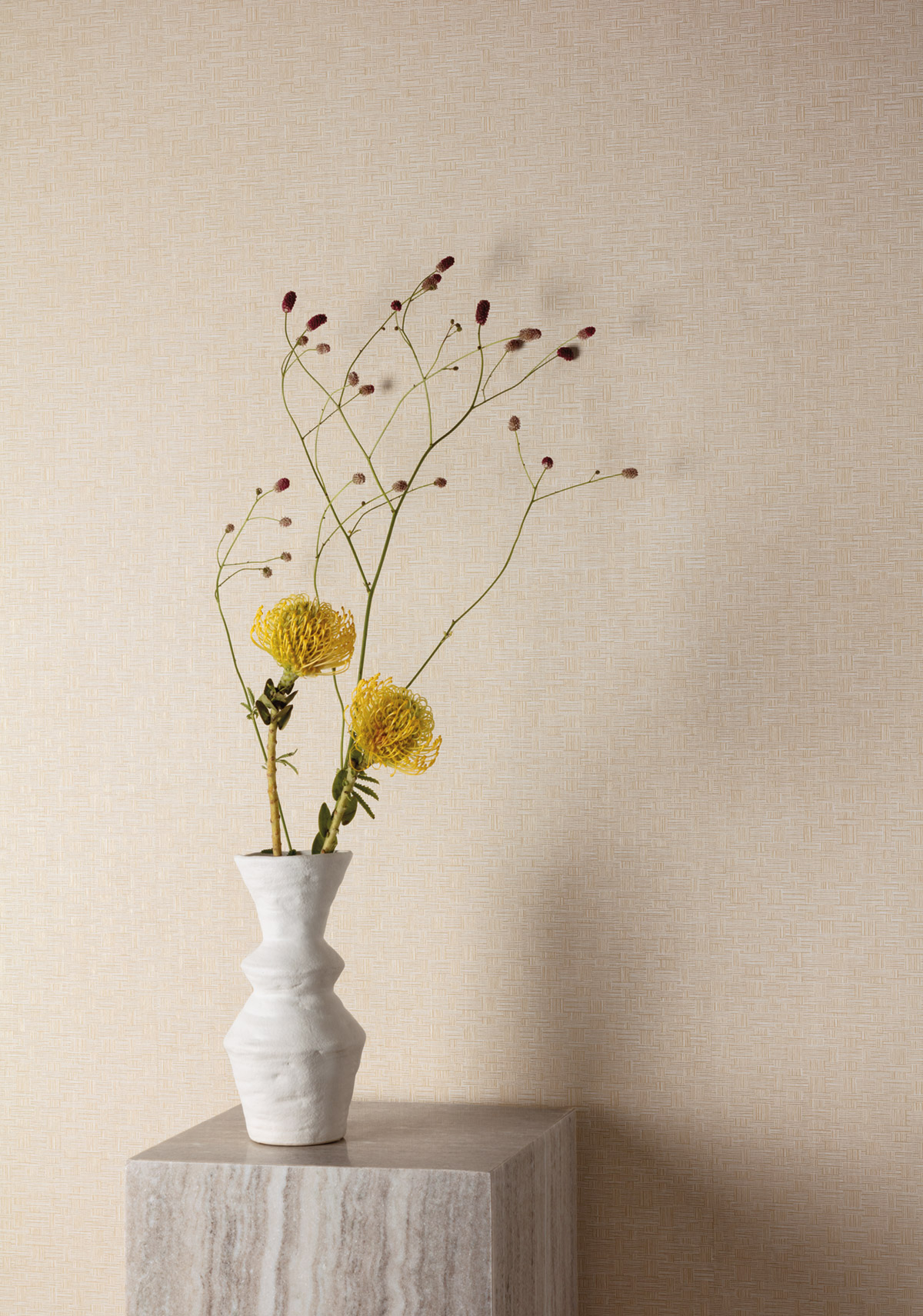 Papier peint Tissage Tonnet beige doré - Romance de Masureel | Réf. MAS-ROM301