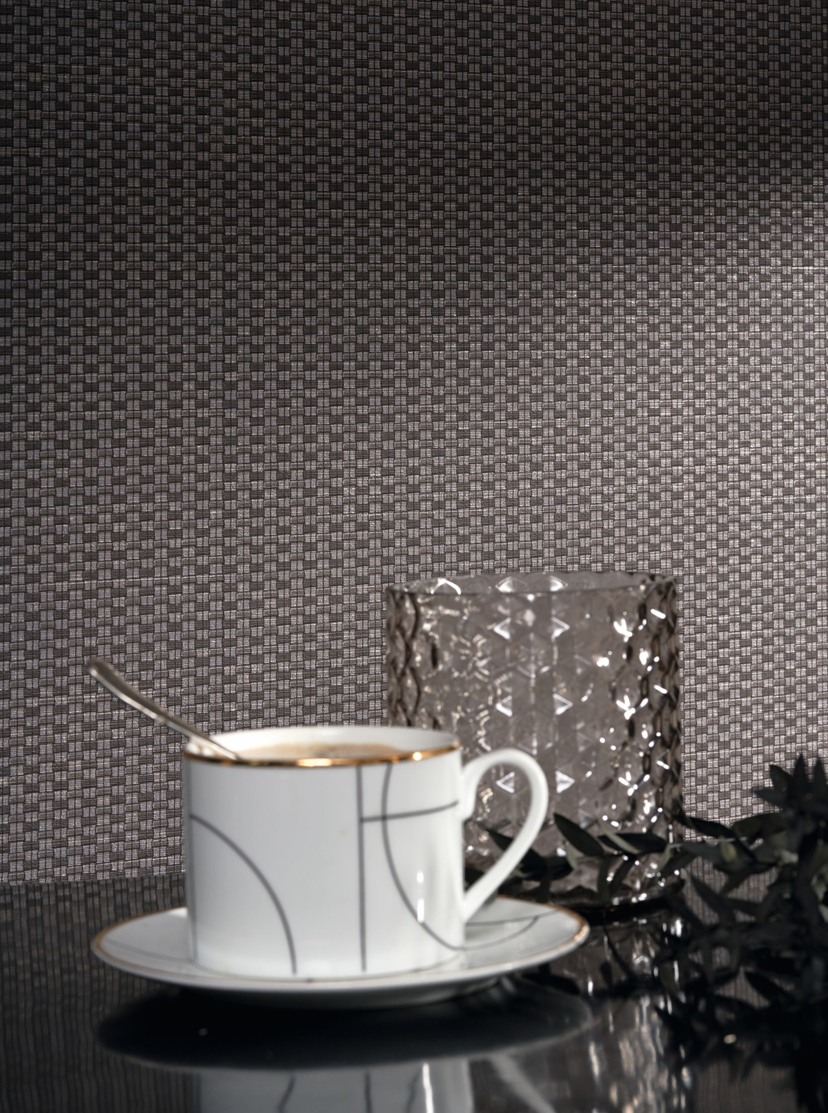 Papier peint Tissage Weavy charbon - Five o'clock de Casadeco | AMB Réf. FOCL85829545