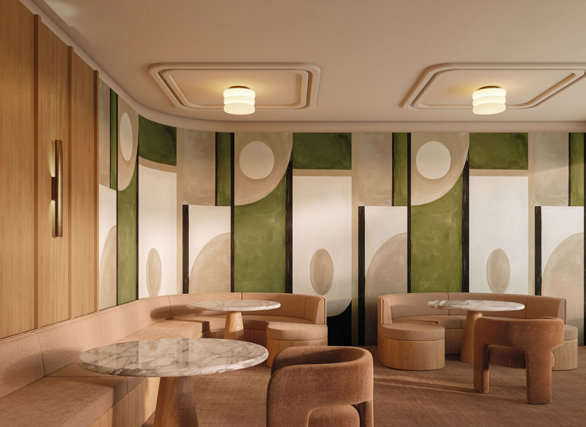 Papier peint panoramique Géométrique Ethnique Pictura vert olive - Panoramas 3 de Casamance | Réf. CAS-76360508