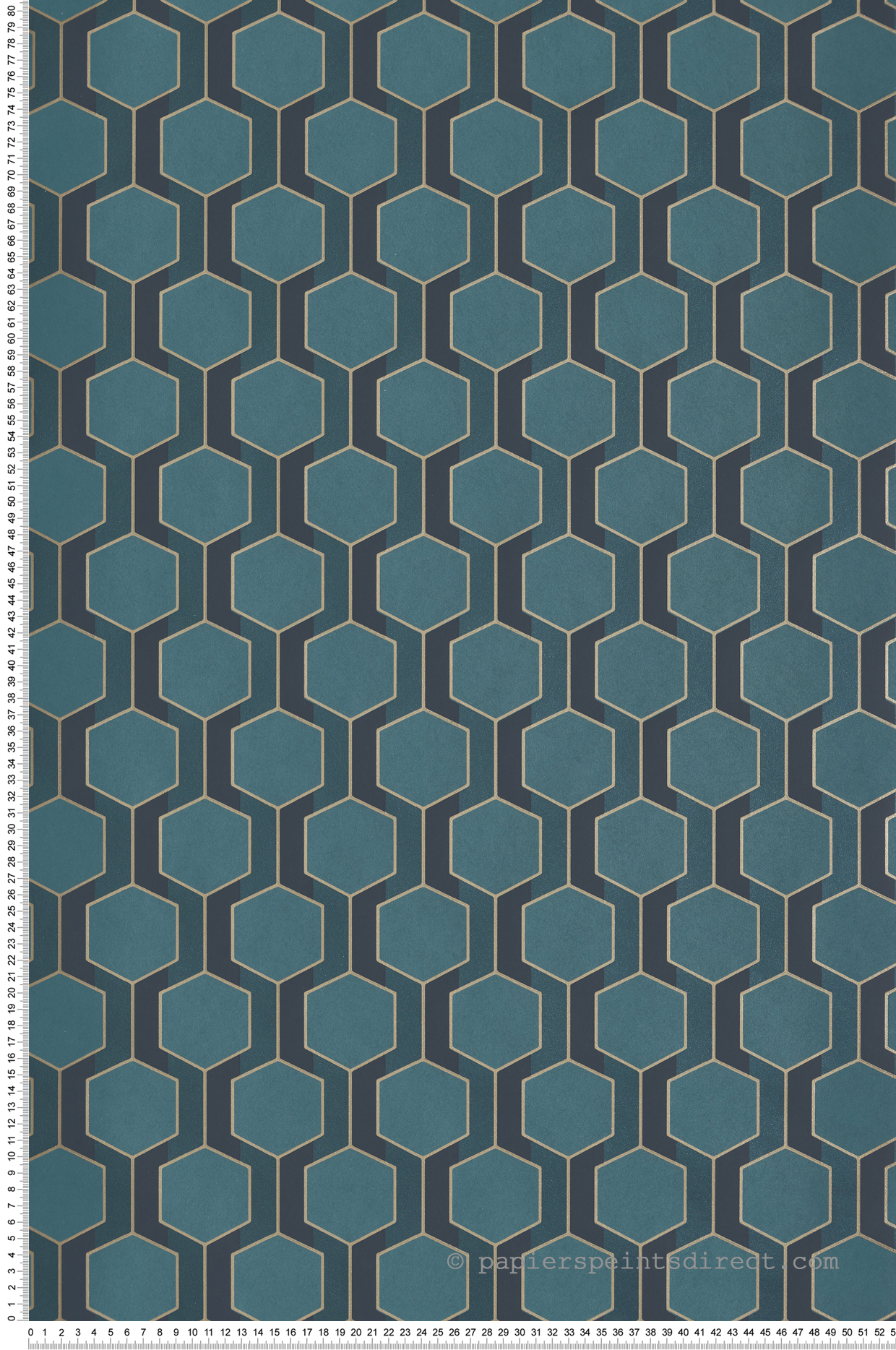 Papier peint Art Déco Hamilton bleu paon irisé - Derby de Casadéco | Réf. DERB89306914