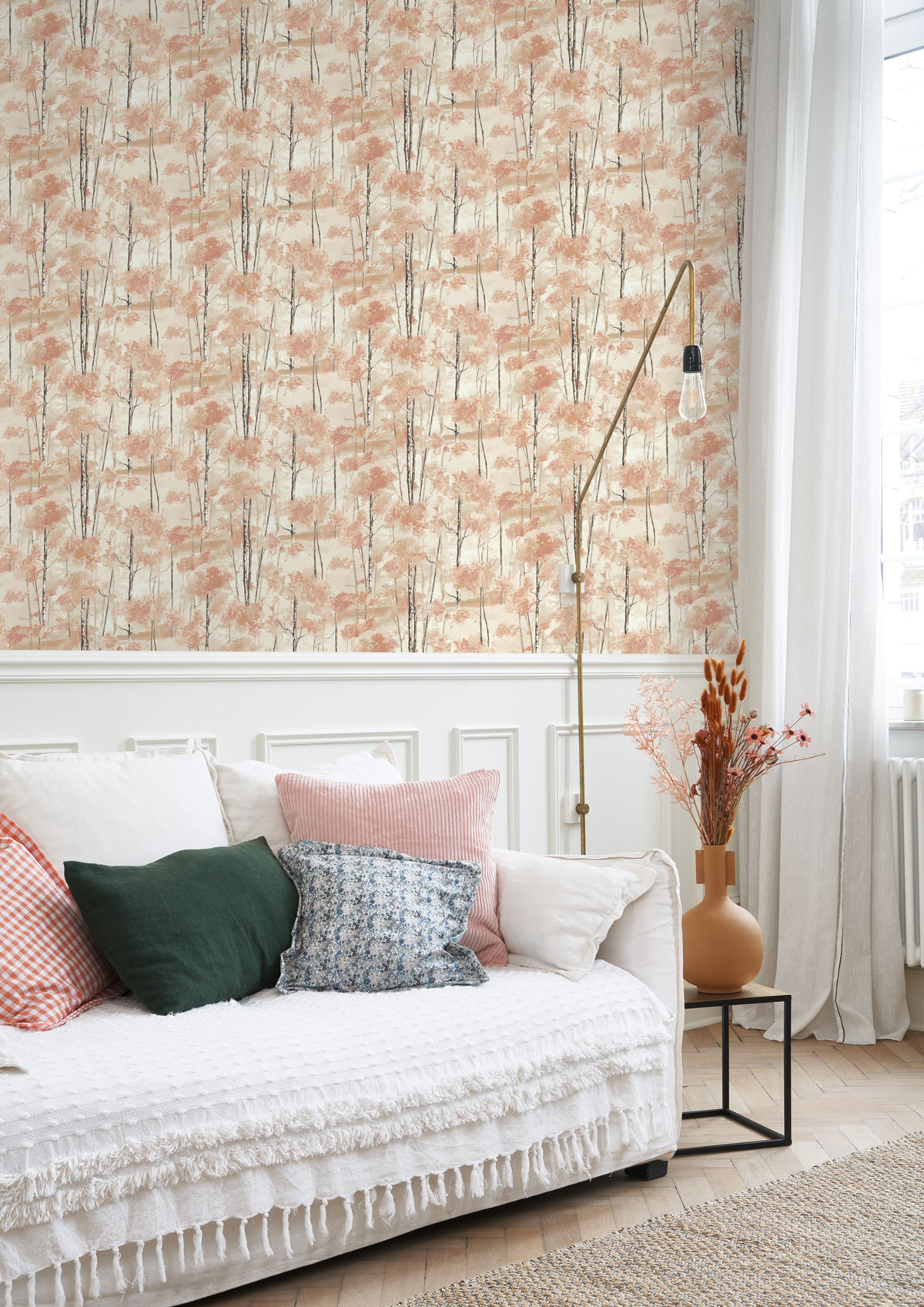 Papier peint Forêt Skandinavia saumon doré - Riverside 4 de Casadéco | Réf. RIVI89544391