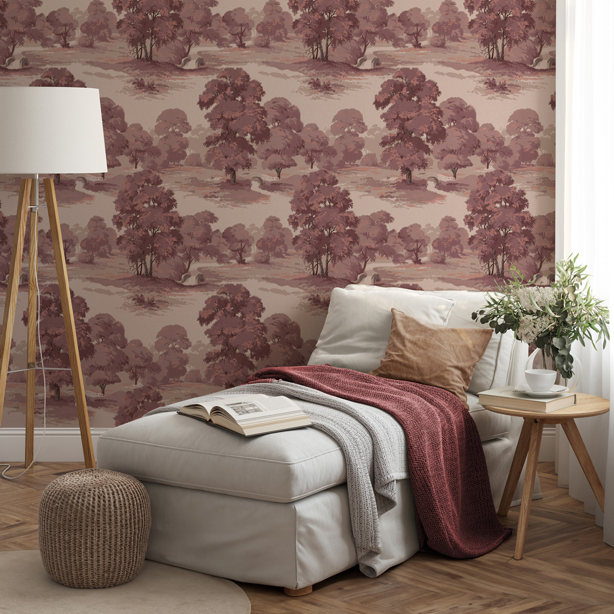 Papier peint Forêt Paysage Sherwood prune - Beaux Arts de Lutèce | Réf. LTC-M1828