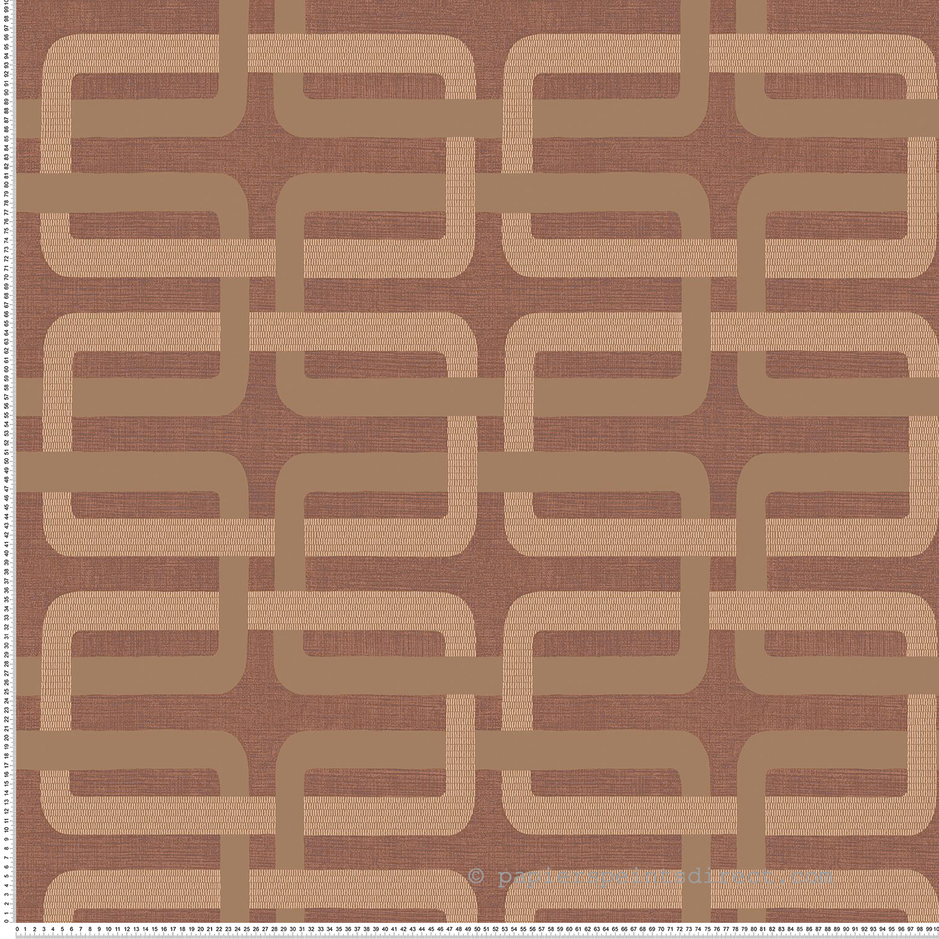 Papier peint Géométrique Rétro Matjara terracotta doré - Tressora de Casamance | Réf. CAS-76933058