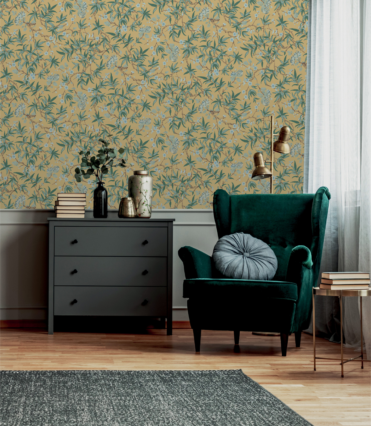 Papier peint Fleur Cerisier Japonais ocre - Les Essentiels de Lutèce | Réf. LTC-11211402