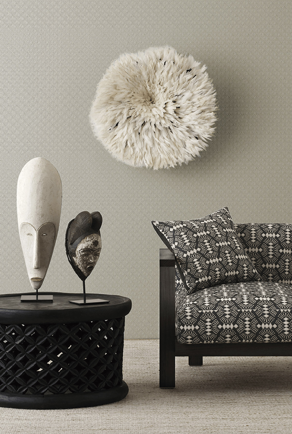 Papier peint Eventail Palme gris clair argenté - Unique de Lutèce | Réf. LTC-F-AF7002