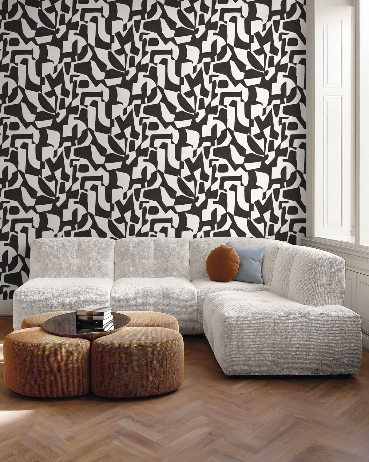 Papier peint Formes Broken Pattern noir et blanc - Moonlight 3 de Casélio | Réf. MNL3107120908