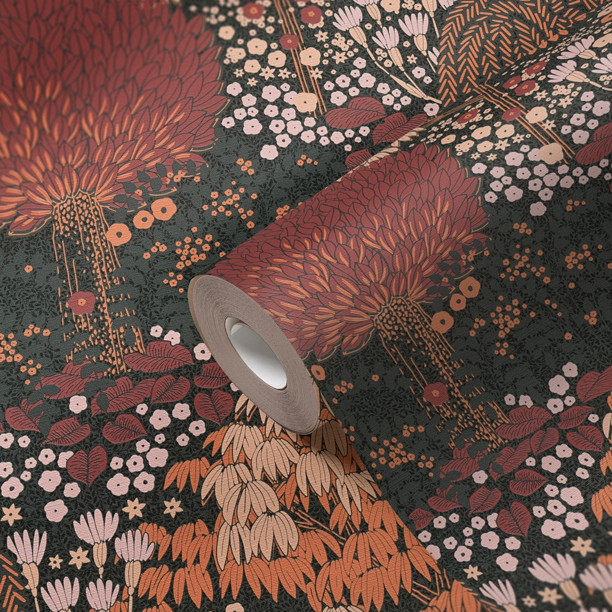 Papier peint Feuilles Arbres Giverny orange noir - Famous Garden d'A.S. Création AMB4 | Réf. AS-393504