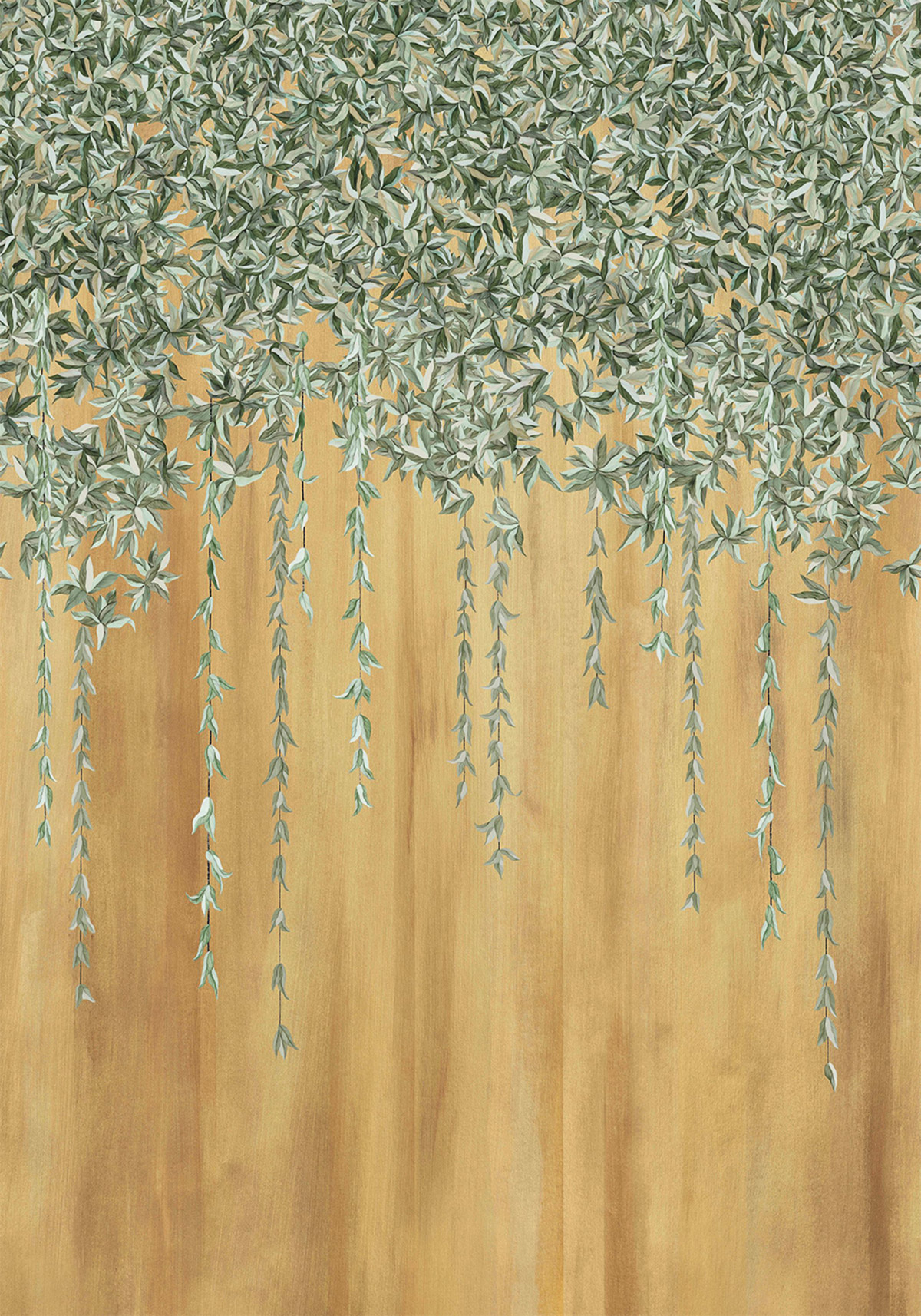 Papier peint panoramique Feuille Tombante Hedera vert doré - Panoramas 3 de Casamance | Réf. CAS-76421732