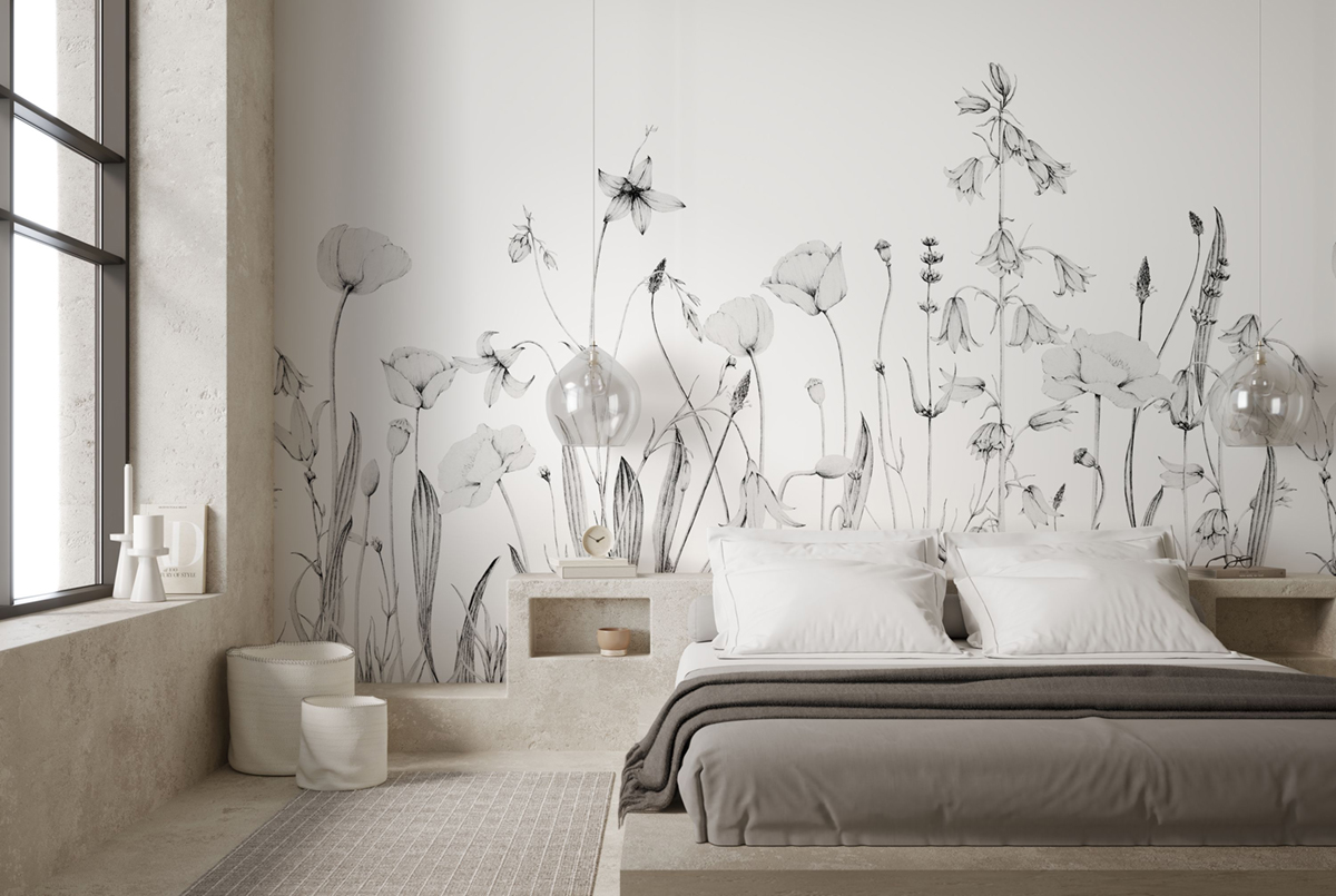 Papier peint panoramique Floral Promenade Bucolique S gris brume 300X250 - Wonderwalls 2 de Casadéco | Réf. WDWD200169107