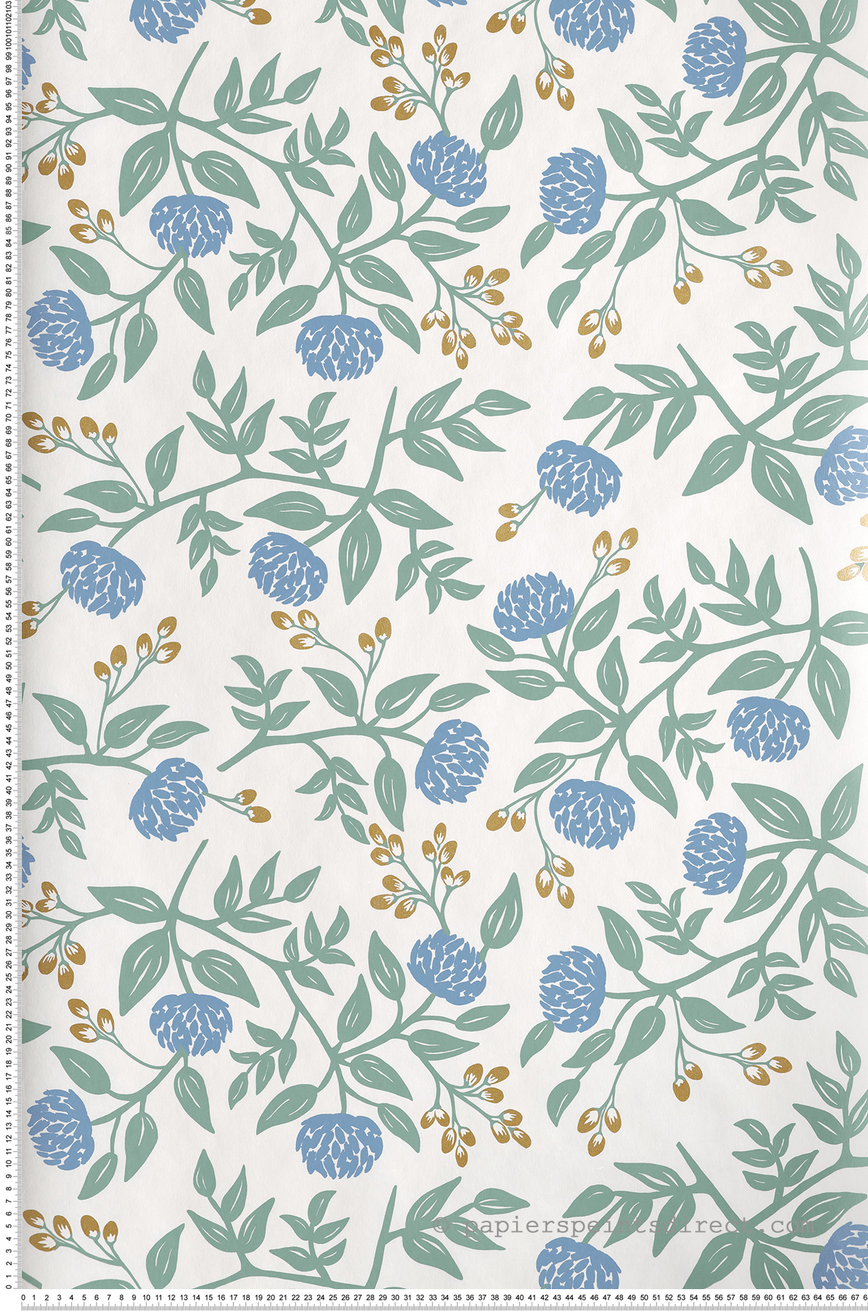 Papier peint Fleuri Peonies blanc/vert - Rifle Paper Co. d'Initiales | Réf. INI-RI5148