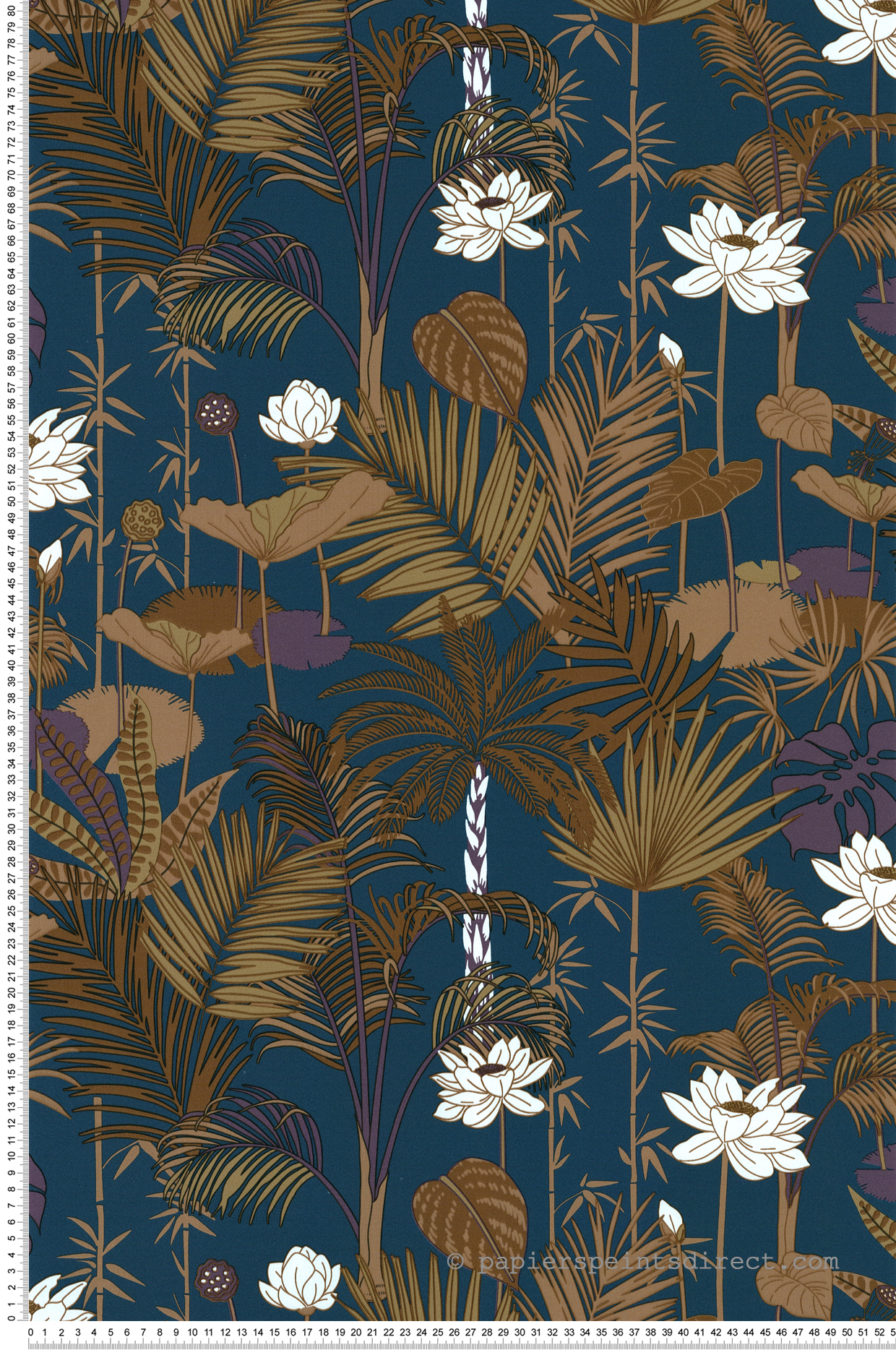 Papier peint Jungle Echappée Belle bleu canard - Jardin d'Eden de Lutèce | Réf. LTC-51251101