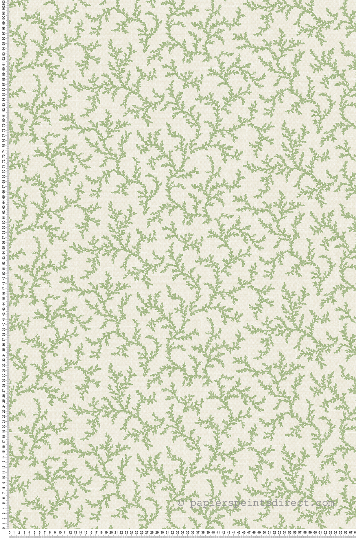 Papier peint Corail Branche vert écru - French Country d'Initiales | Réf. INI-FC62104