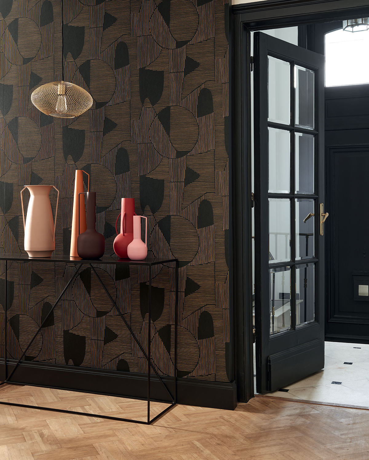 Papier peint Graphique Cercle noir et marron - Gallery de Casadéco | Réf. GLRY86129413