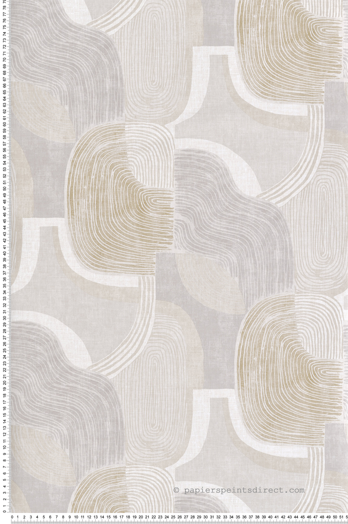 Papier peint Arrondi Graphique Hollace gris écru métallisé - Harmony de Lutèce | Réf. LTC-FD27129