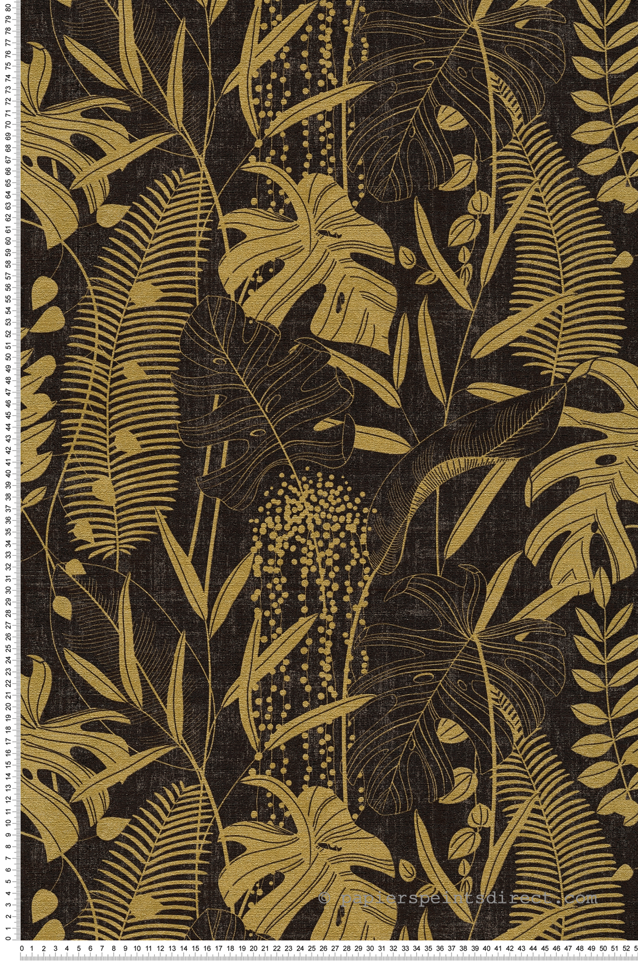 Papier peint Nature Palm Leaves doré noir - Cuba 2 d'A.S. Création | Réf. AS-791643