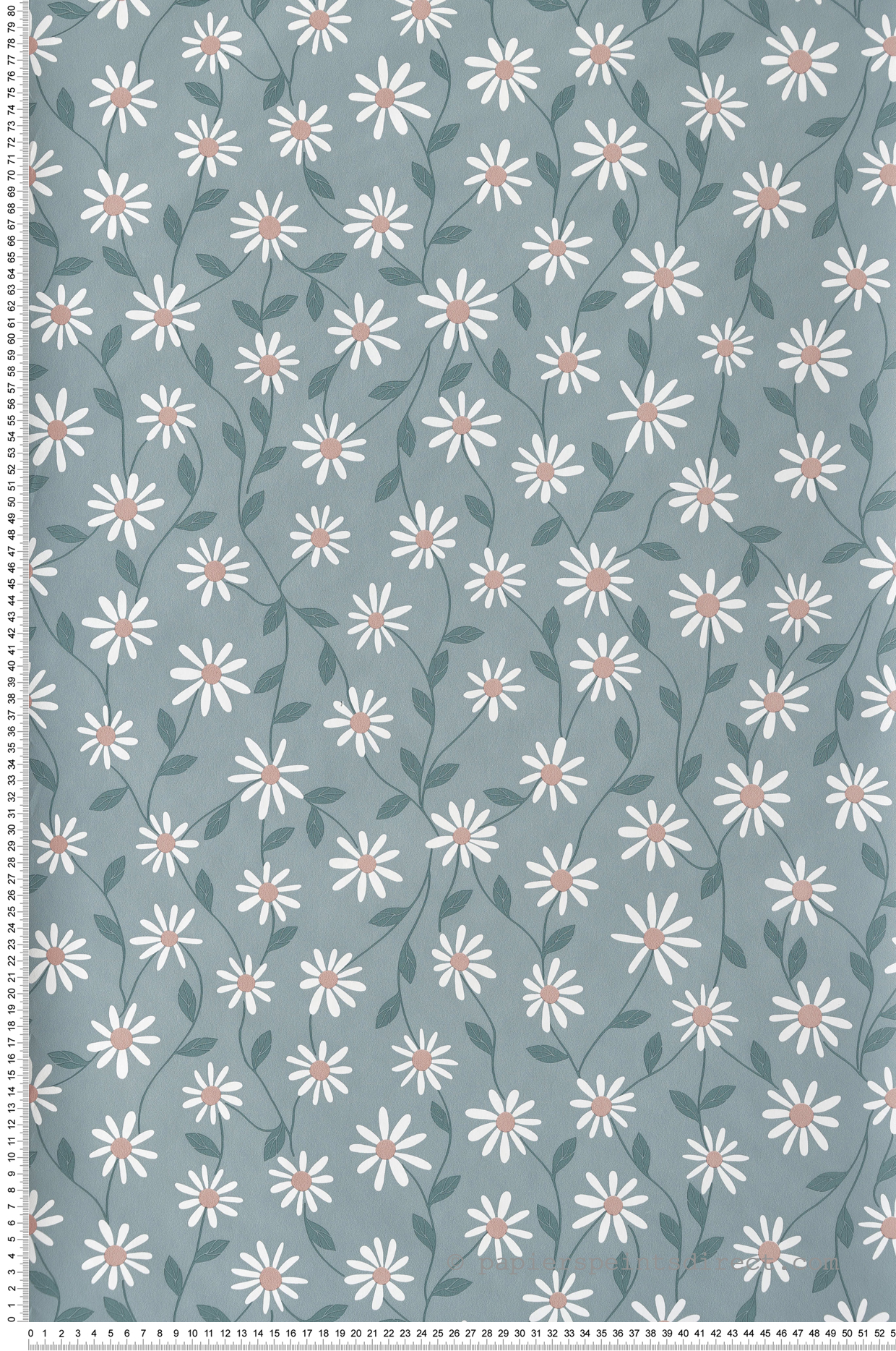 Papier peint Vintage Fleur Anna vert de gris rose - Essentiel de Casélio | Réf. ETL103127070