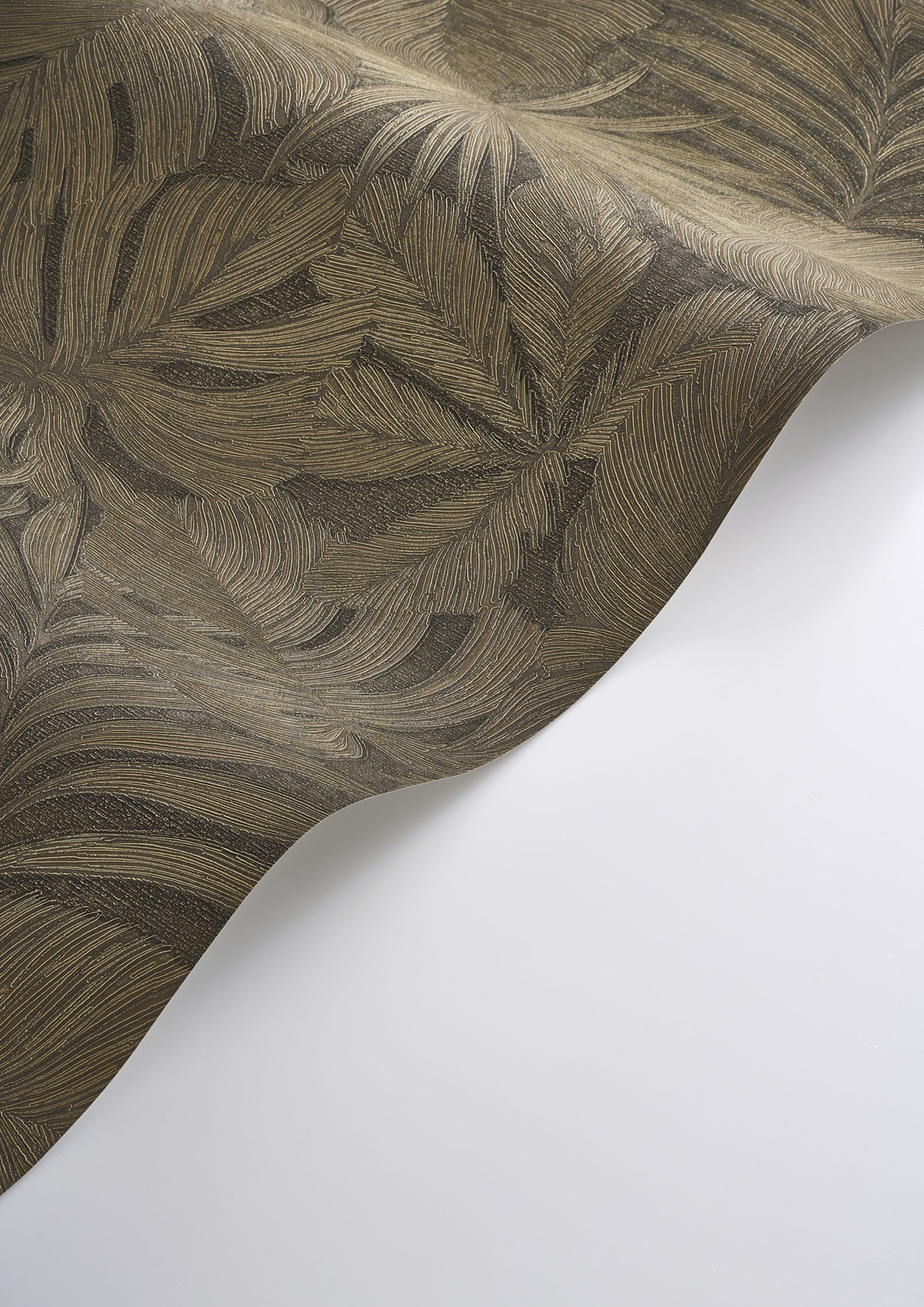 Papier peint Palmes Gravure Granada anthracite brun - Vegetals de Casadéco AMBV| Réf. VEGE86439505