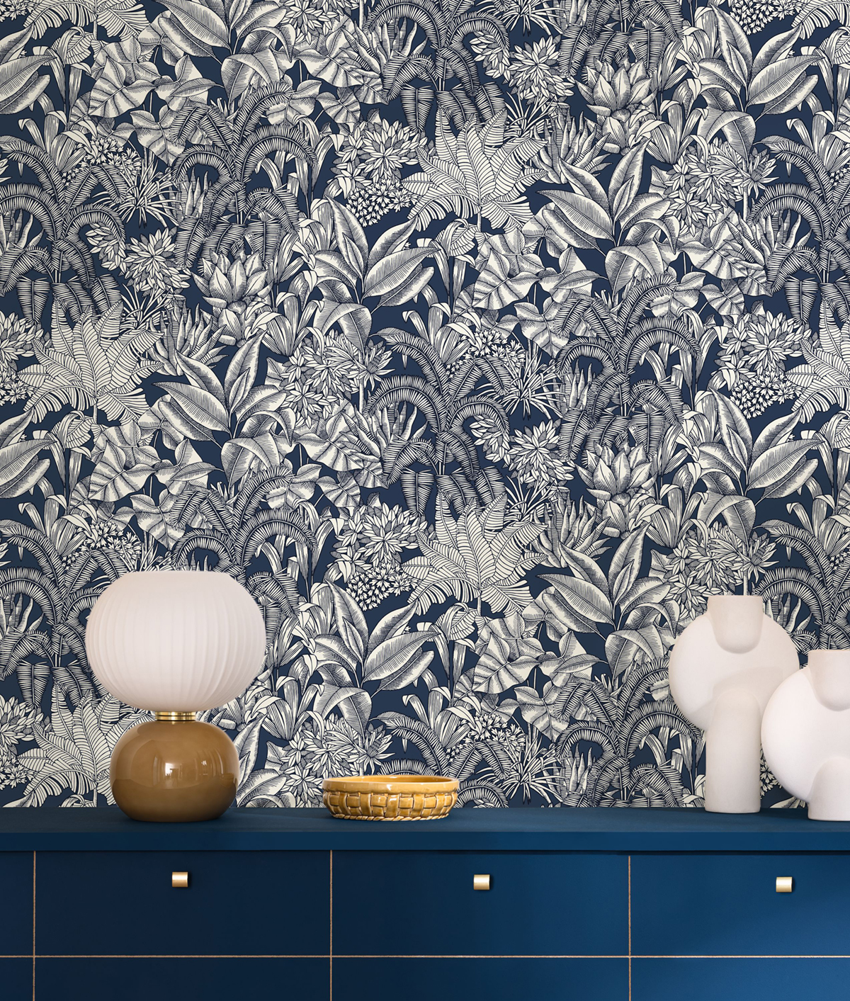 Papier peint Jungle Palmaris bleu marine - Blue Shades de Casélio AMB2 | Réf. BLS107486160