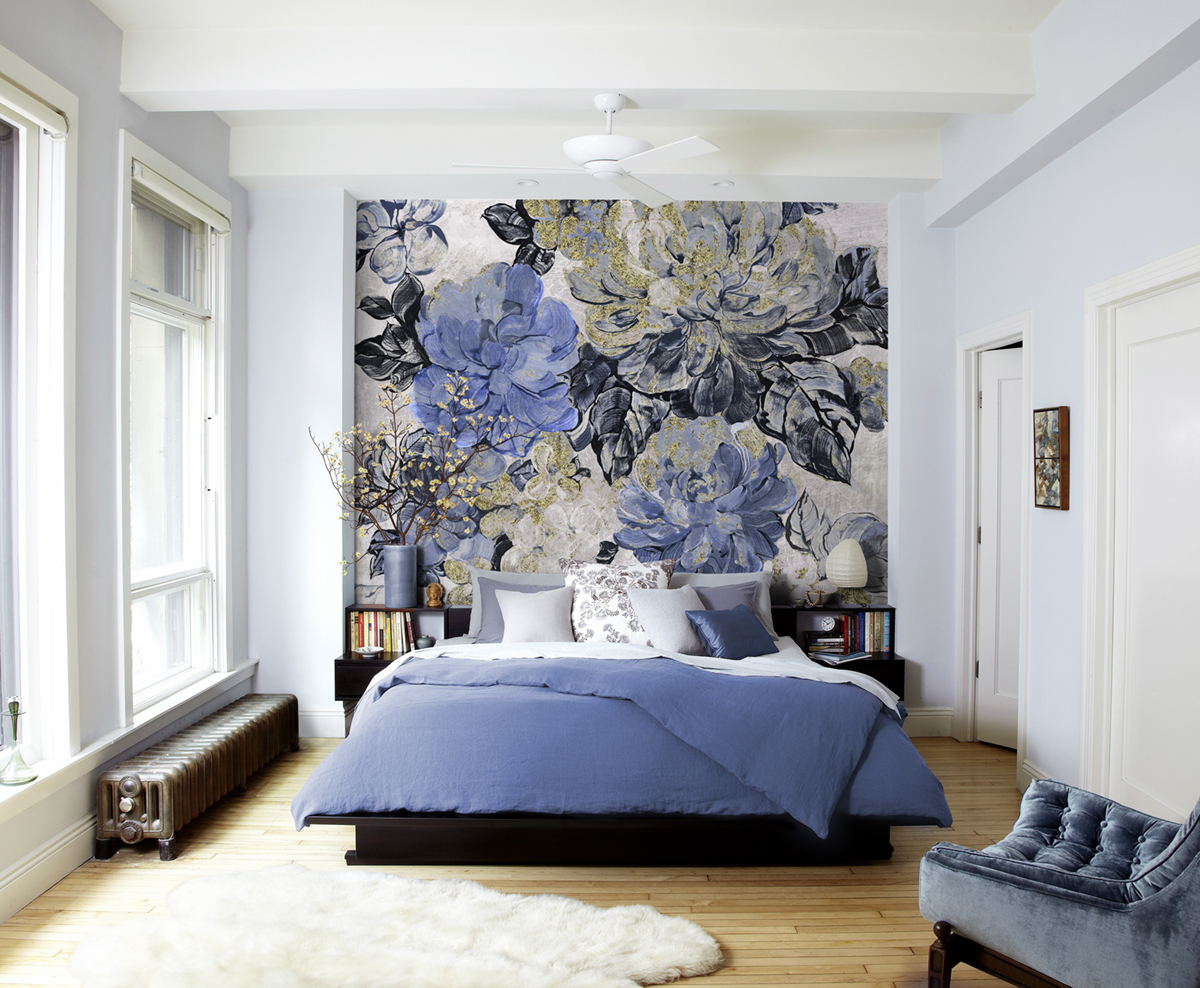 Papier peint panoramique Pivoine Vintage blue Garden - Papier peint Komar Pure 2