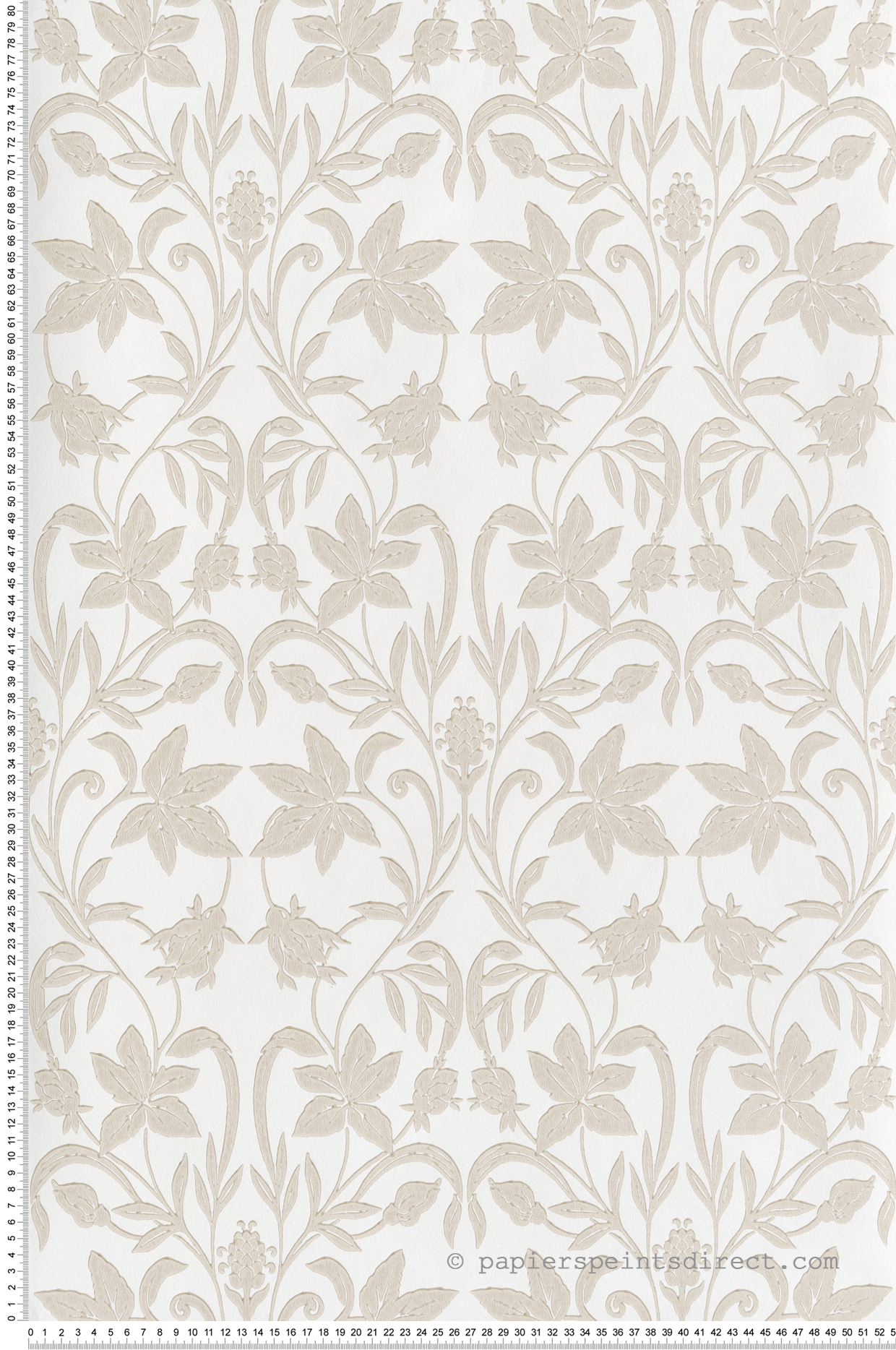Papier peint Feuille Style Anglais Primrose beige blanc - Heritage de Casadéco | Réf. HETA201231022