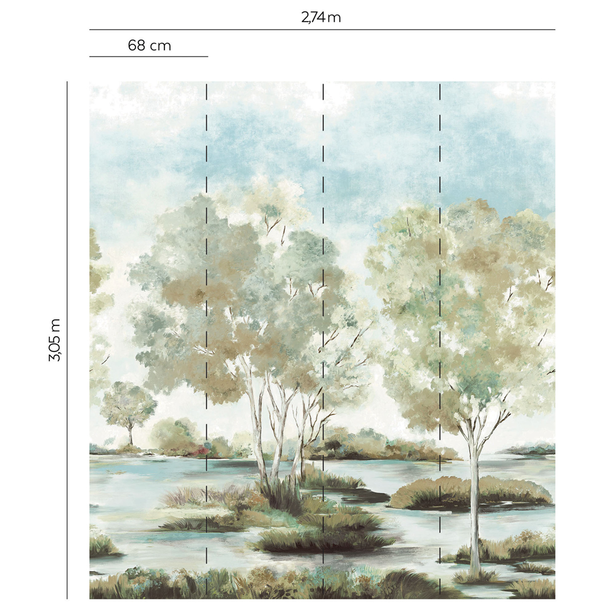 Papier peint panoramique Paysage à l'Aquarelle Savane neutre - Daisy Bennett d'Initiales | Réf. INI-DB30205M