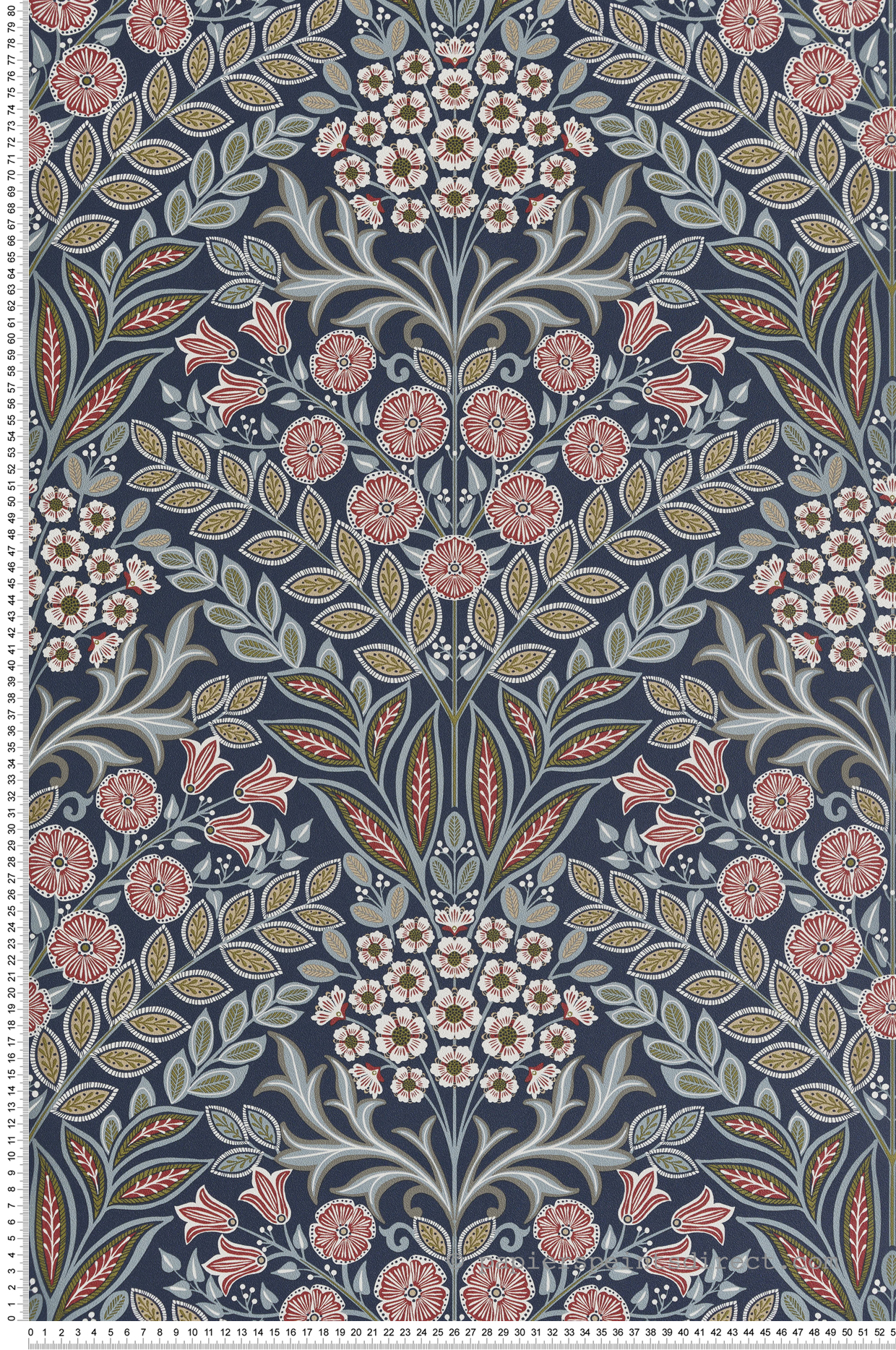 Papier peint Médaillons Fleuris marine brique - Rêverie de Montecolino | Réf. MC-IC2105