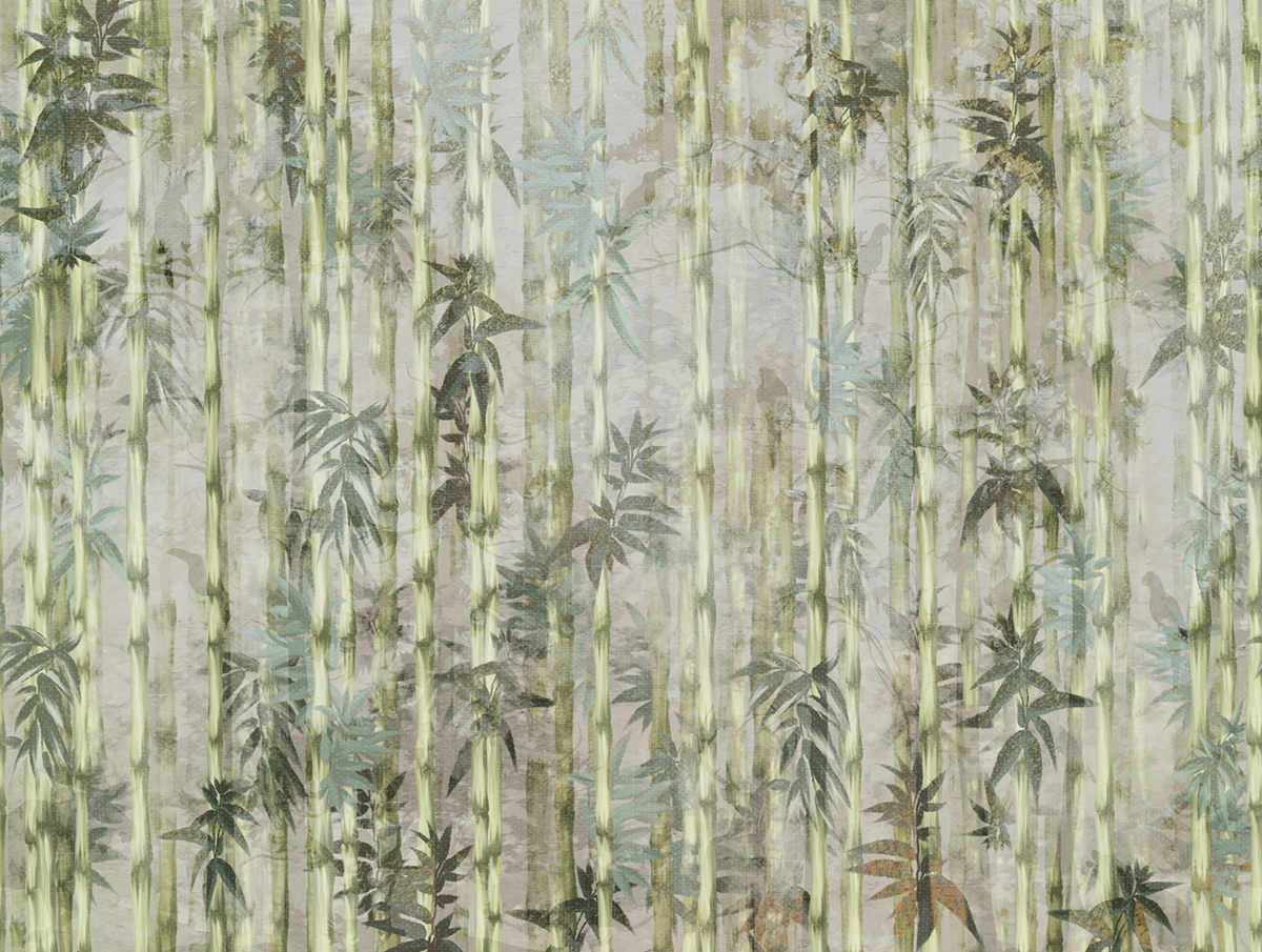 Papier peint panoramique Forêt de Bambou vert - Panorama 2 de Lutèce | Réf. LTC-PAN1522C
