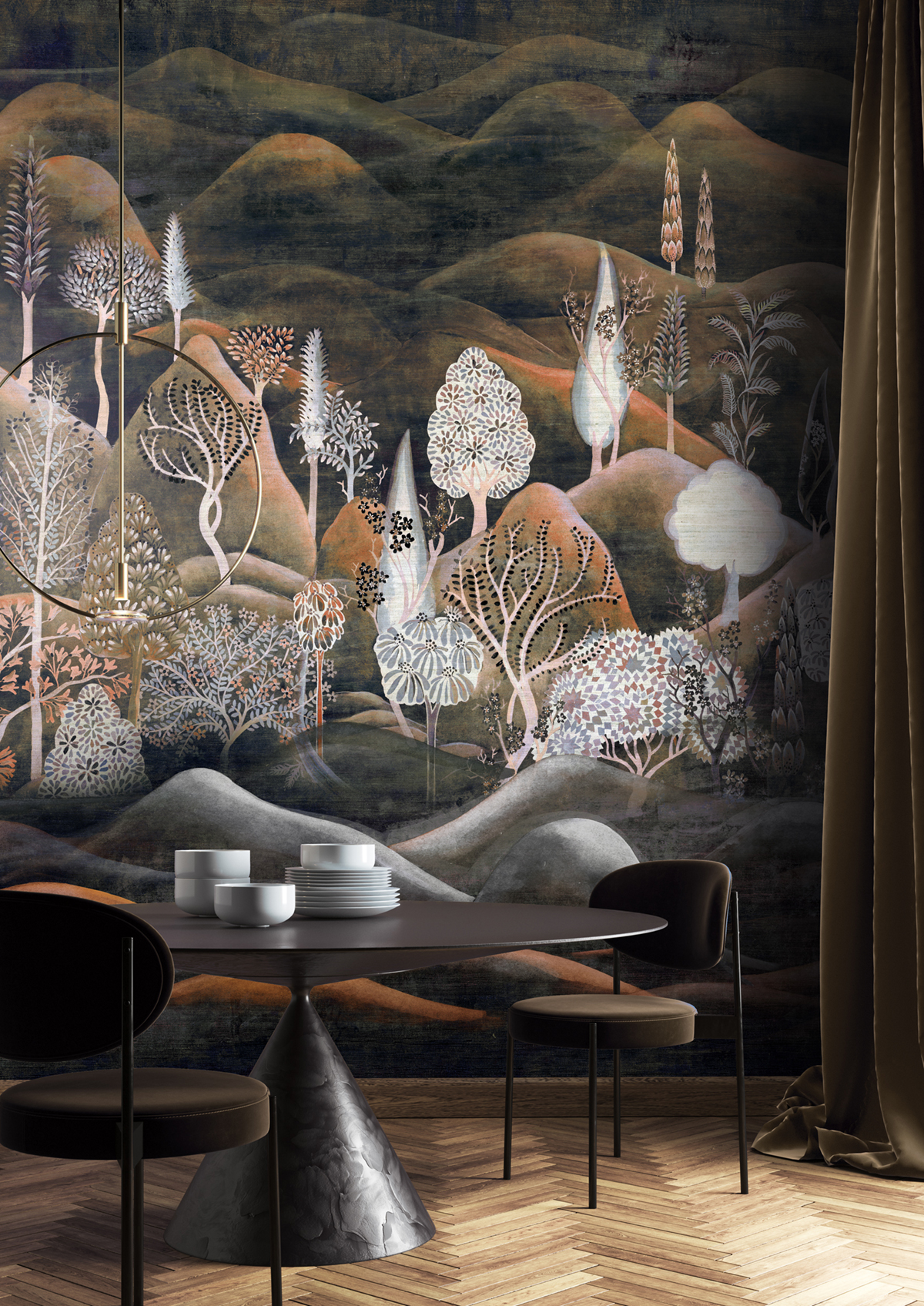 Papier peint panoramique Paysage Munnar brun - A H300 - Summer de Masureel | Réf. MAS-DGSUM2031