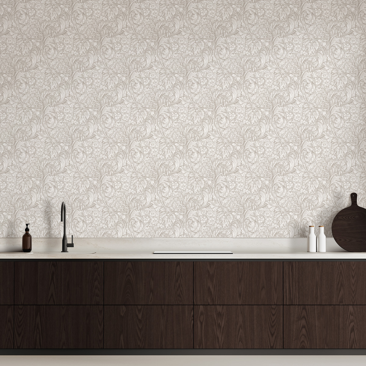 Papier peint Feuillage Luxuriant Fleur grège - The Wall Llewelyn-Bowen de Lutèce | Réf. LTC-LB25139