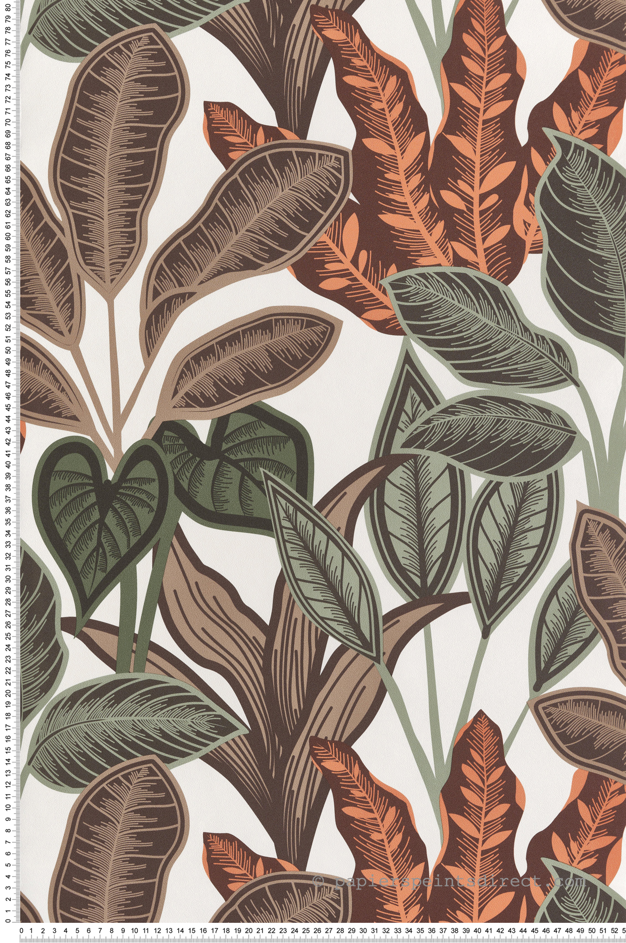 Papier peint Feuille Arbre Voyageur orange vert - Dolce Vita de Lutèce | Réf. LTC-11230305