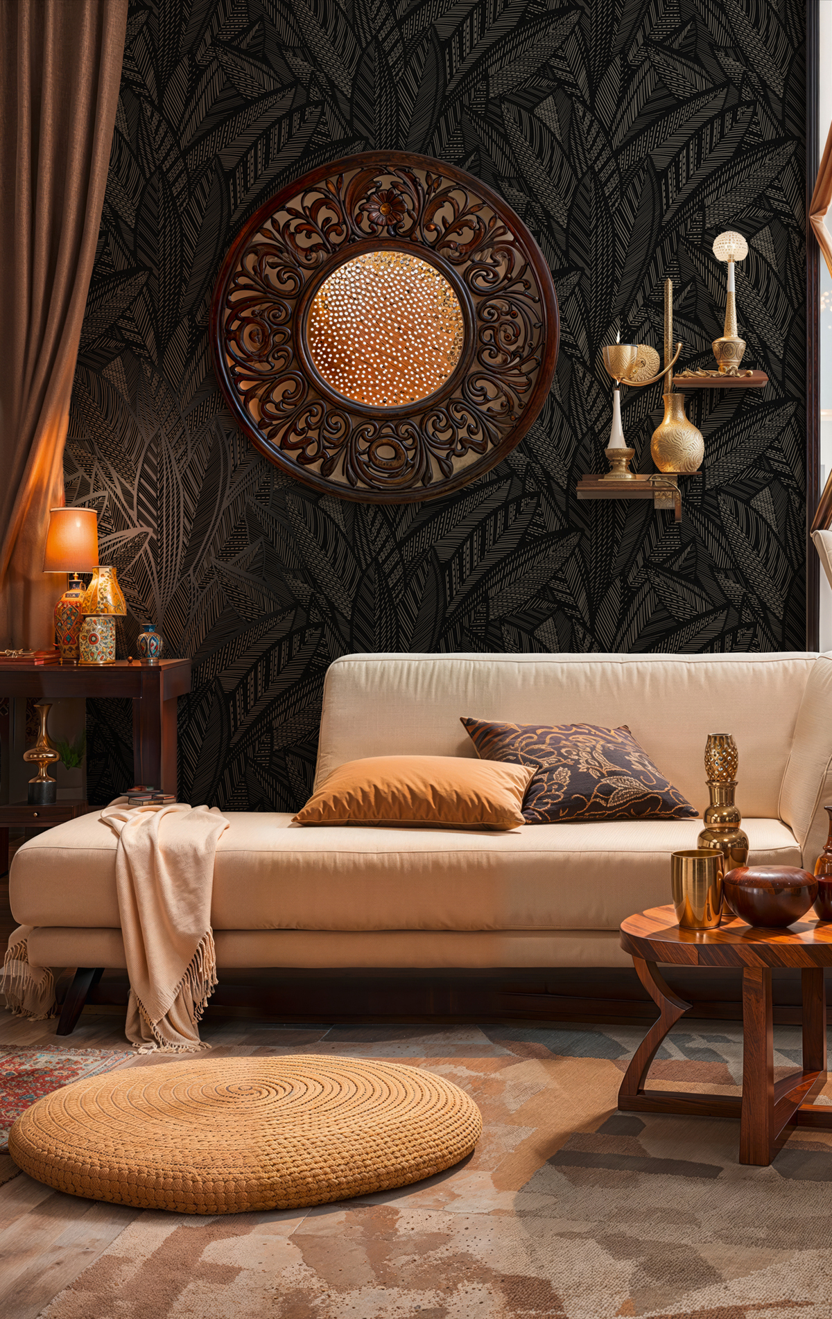 Papier peint Feuille Art Déco noir mastic - French Affair d'A.S. Création | Réf. AS-399334