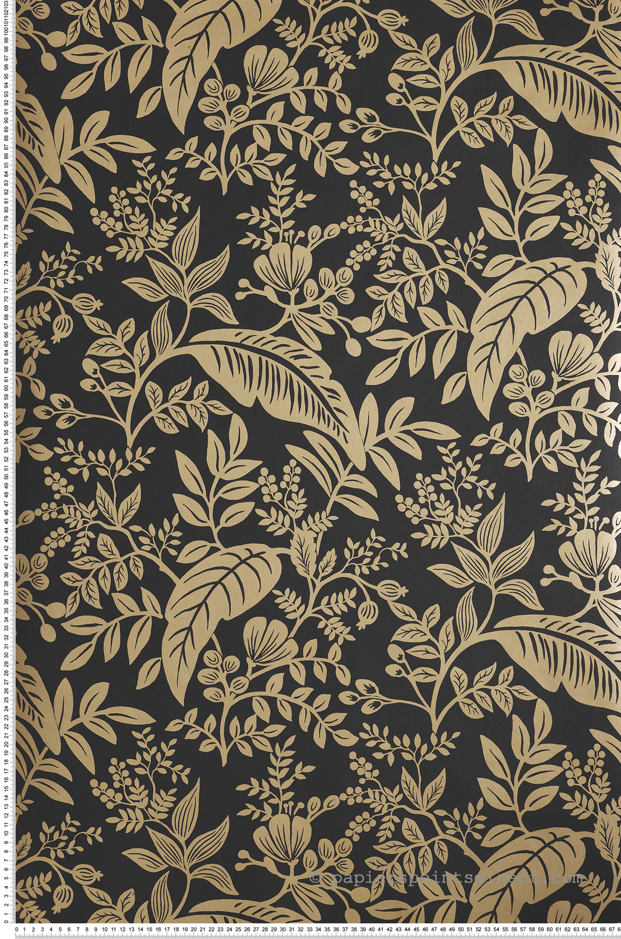 Papier peint Feuillages Canopy noir/doré - Rifle Paper Co. d'Initiales | Réf. INI-RI5139