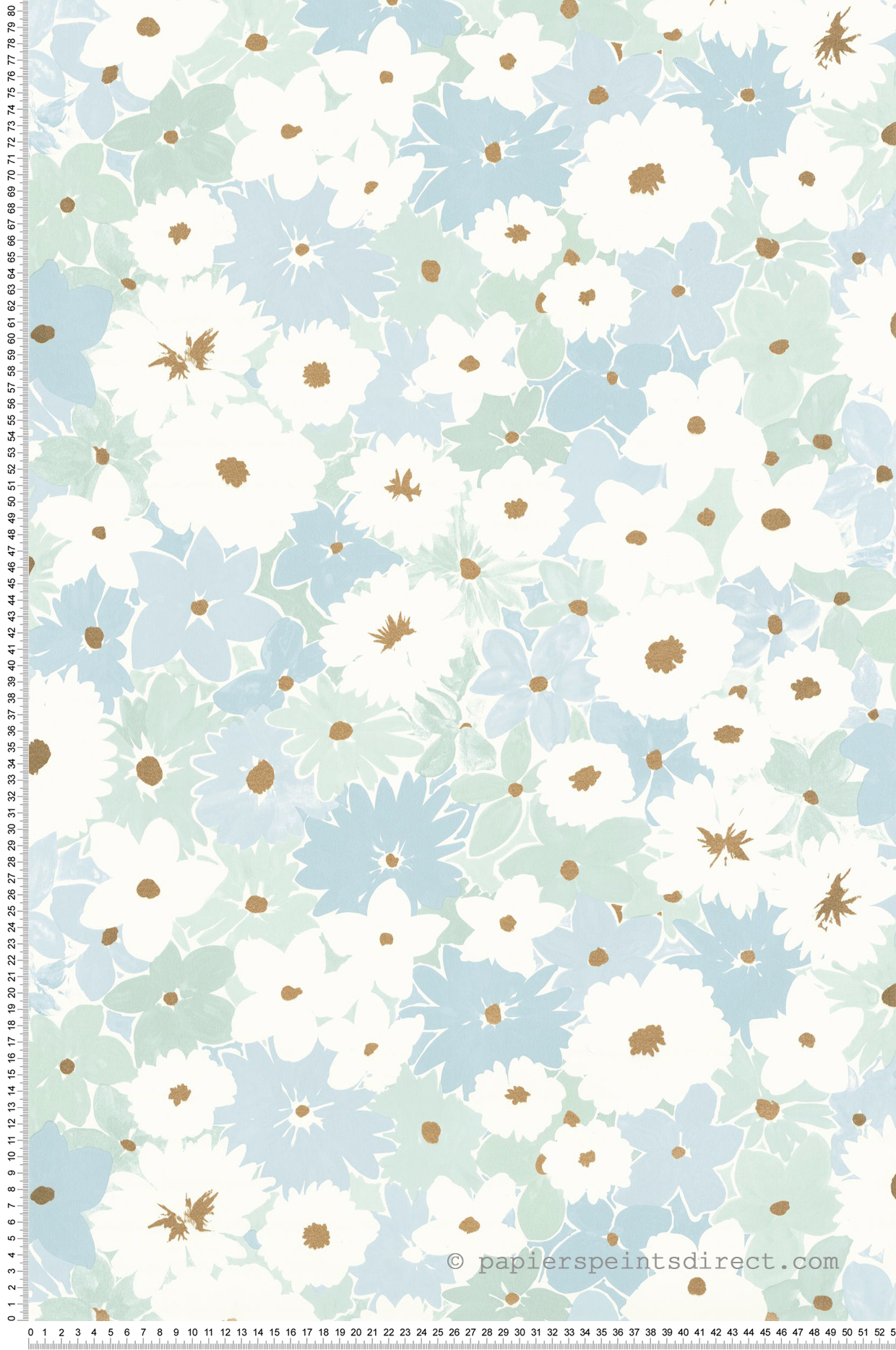 Papier peint Fleur Enfant Flora bleu vert doré - Let's Go Girls! de Casélio | Réf. LGG104416659