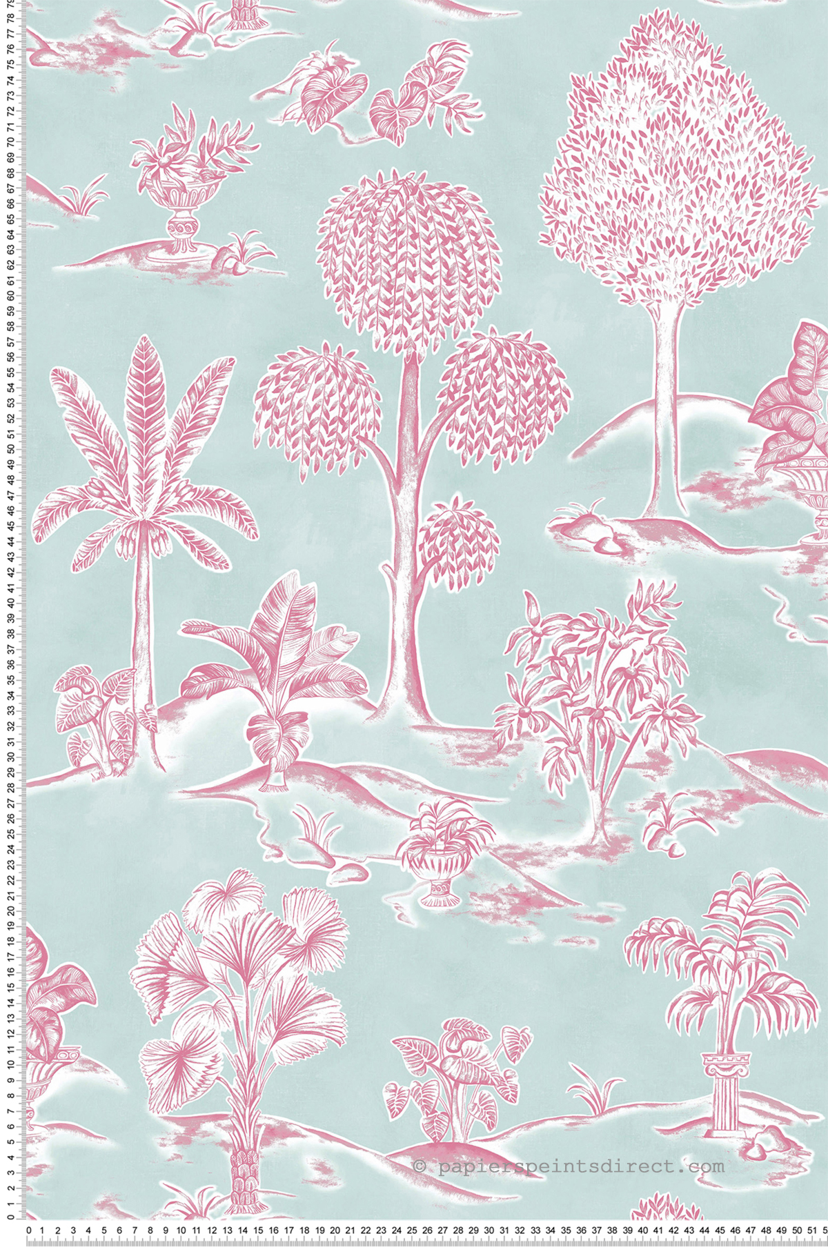 Papier peint Gravure Nature Karuna rose - Ananda d'Osborne & Little | Réf. OSB-W8033-05