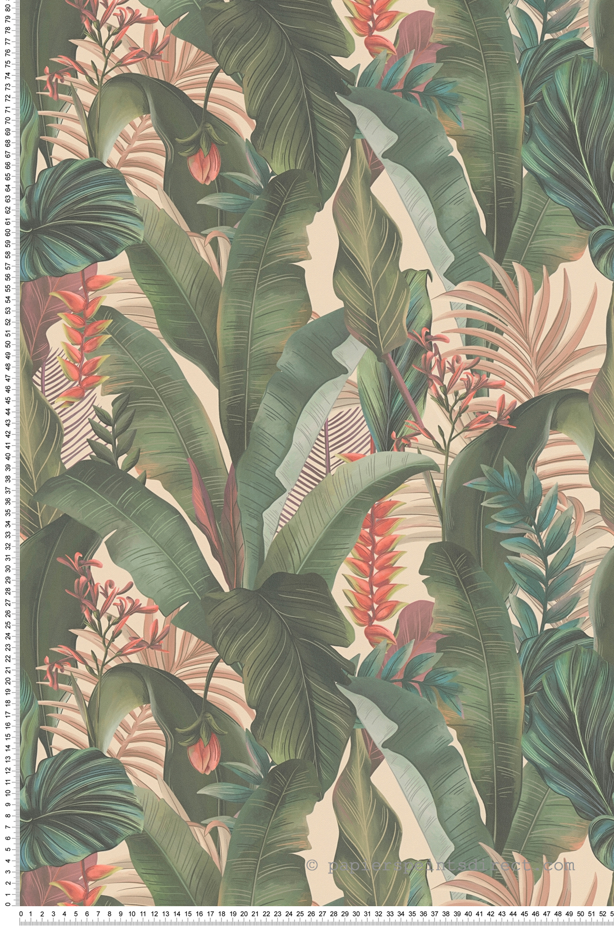 Papier peint Palme Exotique vert beige rosé - Drawn Into Nature de Livingwalls | Réf. 39435-1