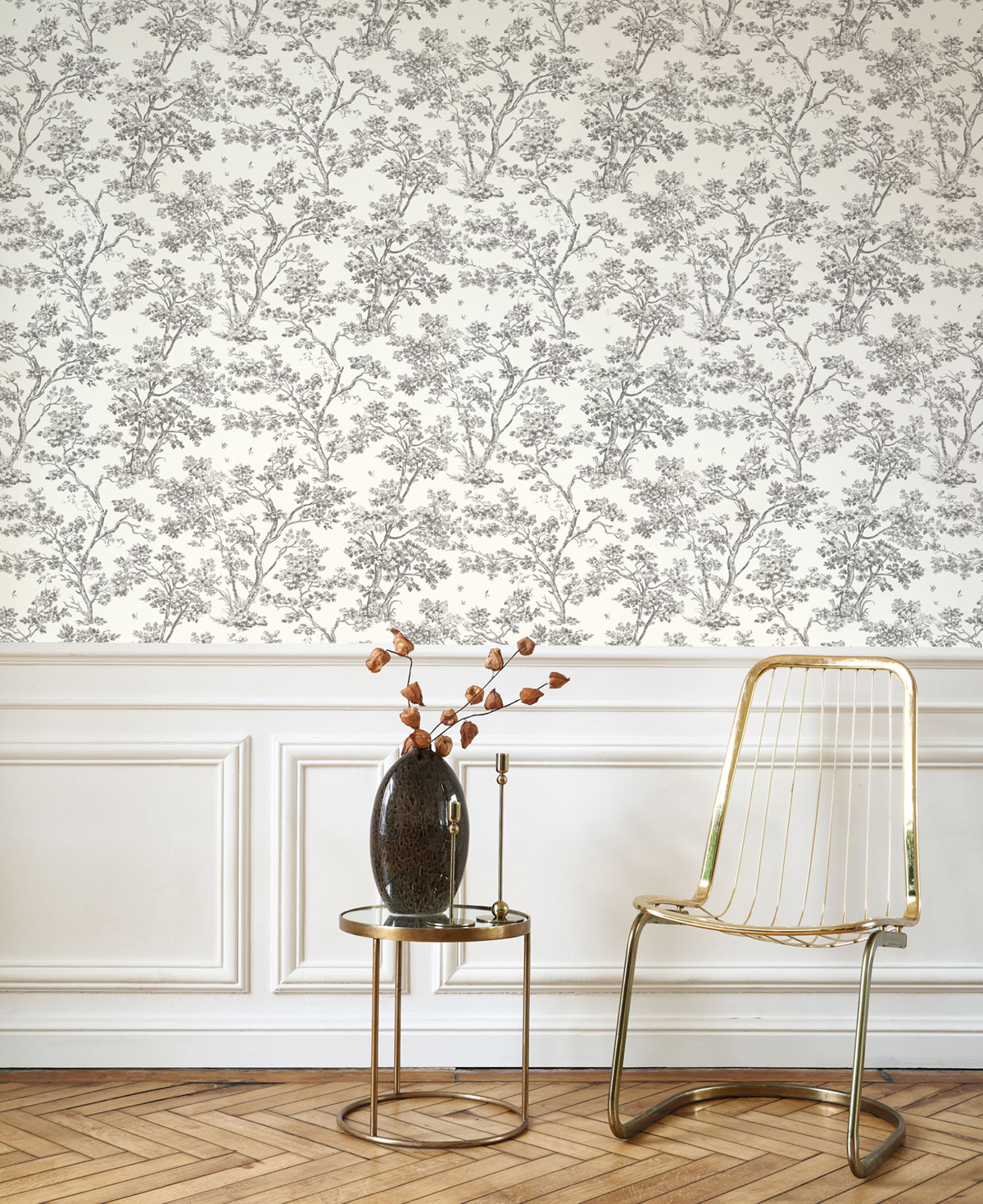 Papier peint Arbre noir fusain - Les Belles Toiles De Jouy 2 de Casadéco | Réf. BTJD81529889