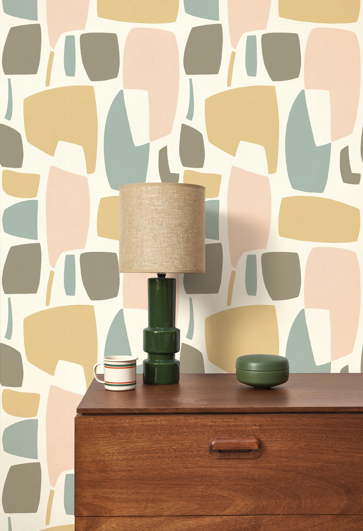 Papier peint Forme Géométrique Module miel kaki - Milano Sixties de Casadéco | Réf. MISI89382303
