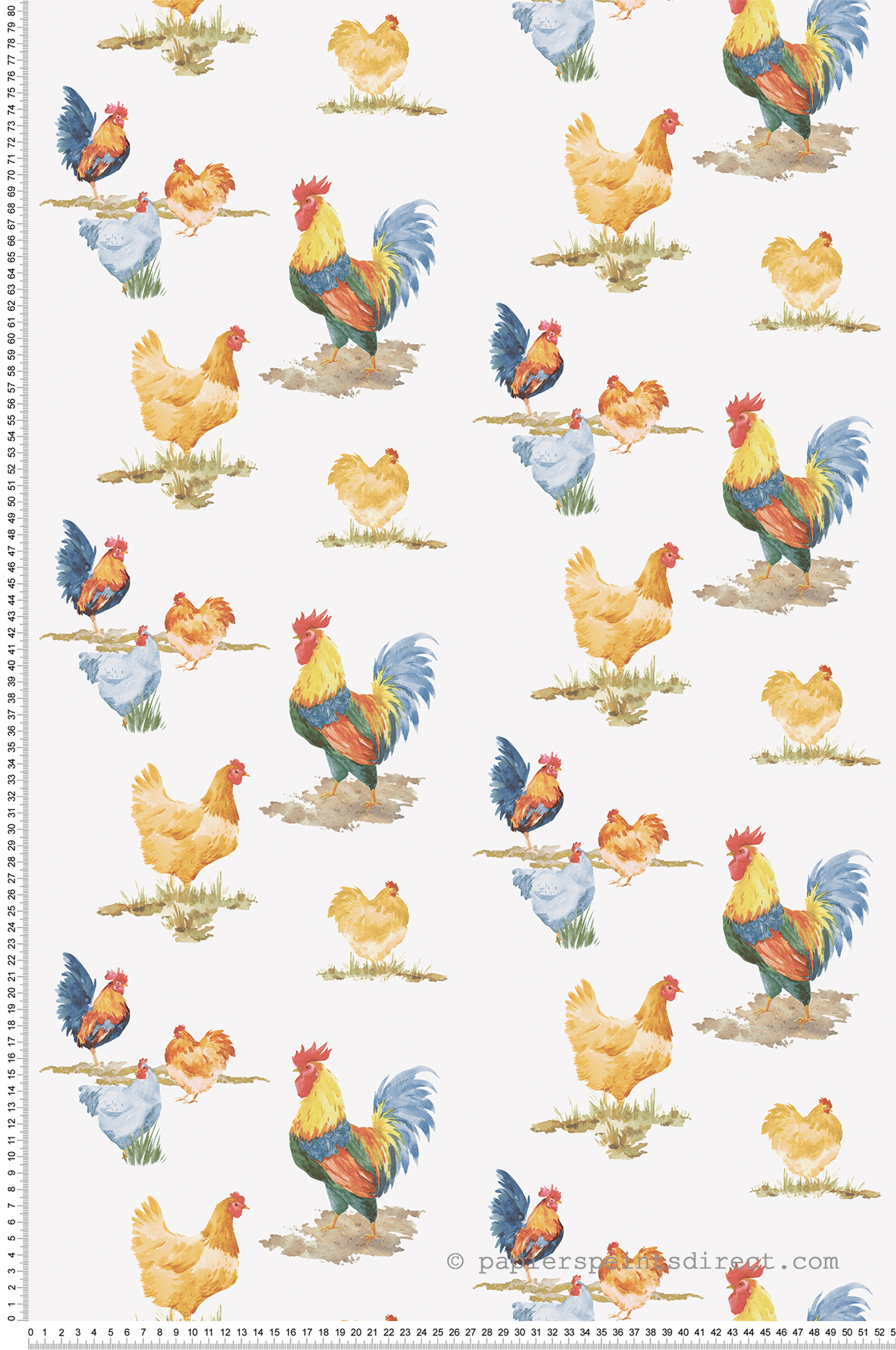 Papier peint Poule Basse Cour multicolore - Cuisine Fraicheur 6 de Lutèce | Réf. LTC-G45416