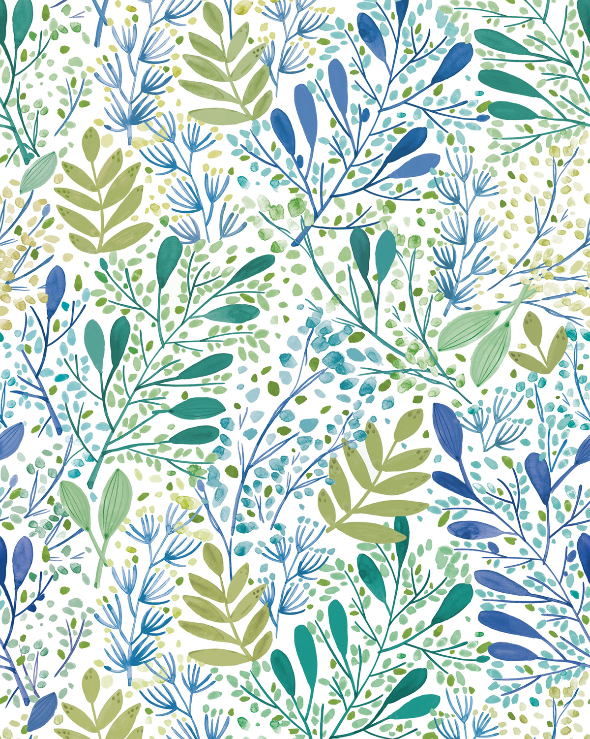 Papier peint panoramique Feuilles Wild Grass vert blanc S 200X250 - Pimp My Wall de Casélio | Réf. PMW104707005