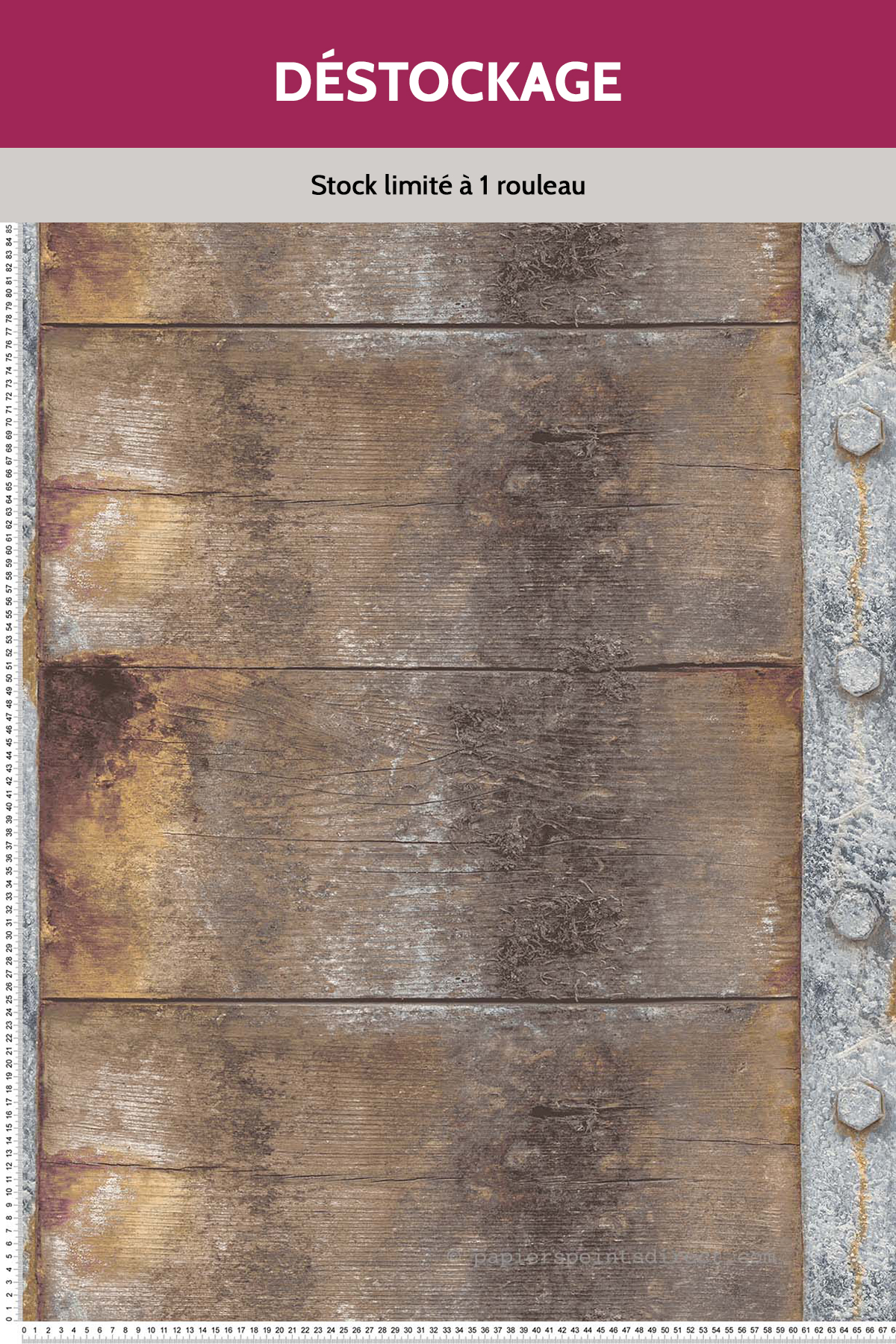 Papier peint Destockage - Large planche foncée - 3D Wall