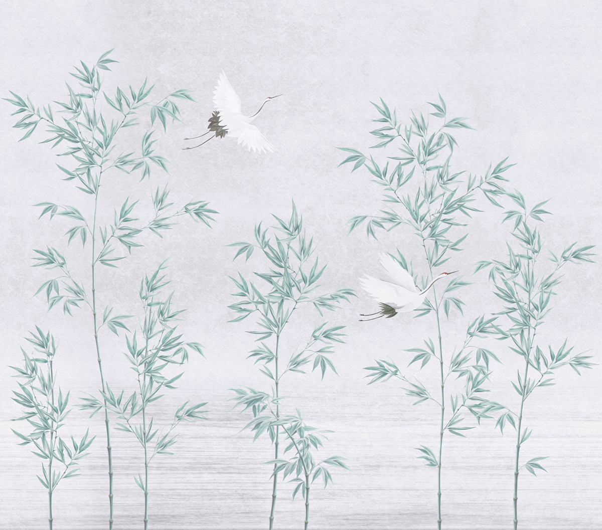 Papier peint panoramique Oiseau Japonais turquoise - Panorama 2 de Lutèce | Réf. LTC-PAN1562C