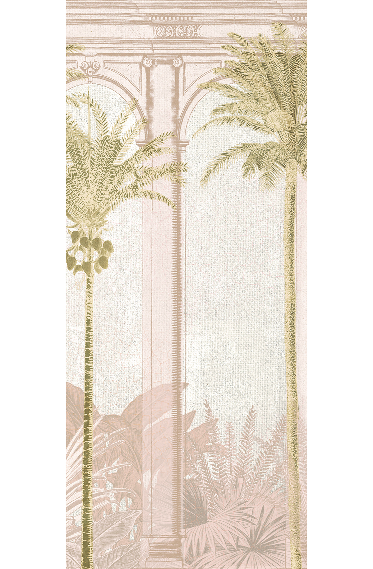 Papier peint panoramique Arcade Palmier Habana rose kaki - C H300 - Havana de Masureel | Réf. MAS-DGHAV1033