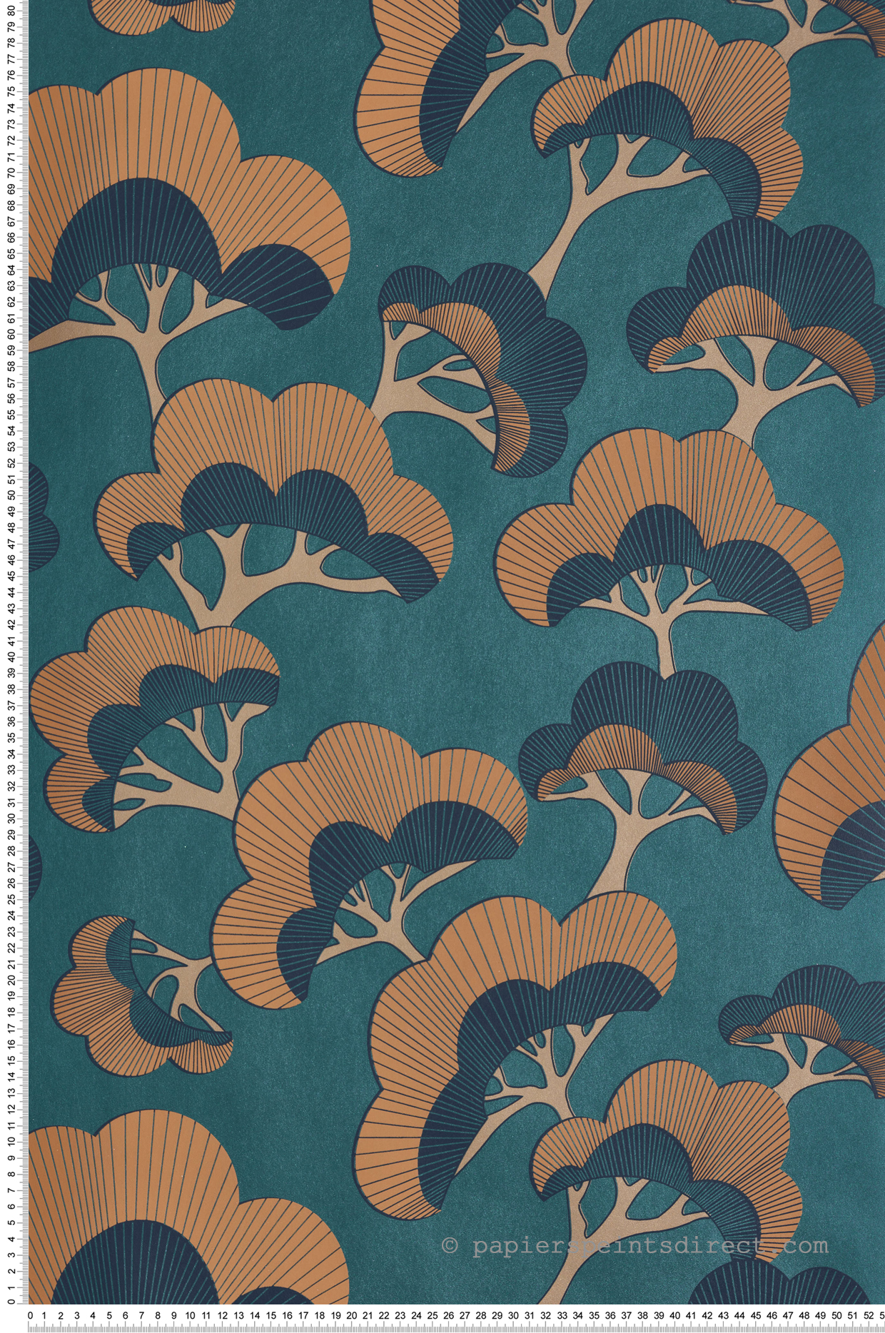 Papier peint Pin Goyo Matsu bleu canard irisé - Kyoto de Casadéco | Réf. KYTO88716697